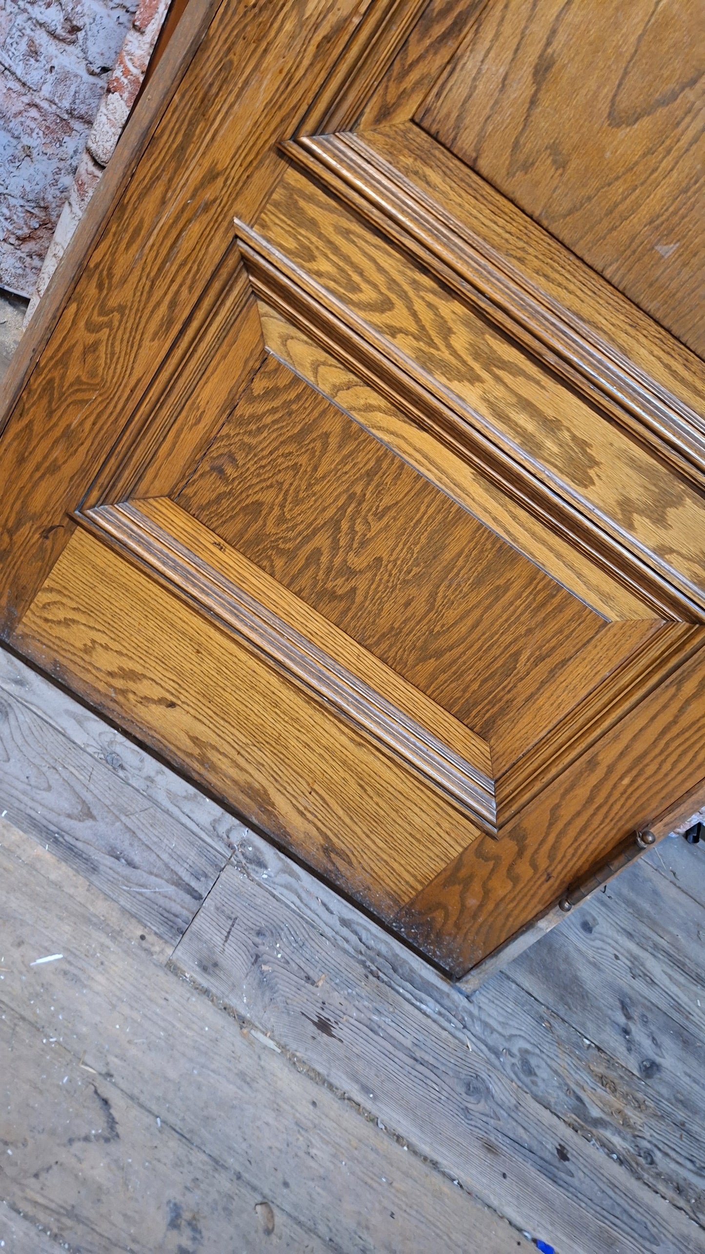 34" Oak Raised Panel Antique Door in Jamb, Interior Antique Passage Door in Frame, Salvaged Wood Door Architecture Salvage 080708