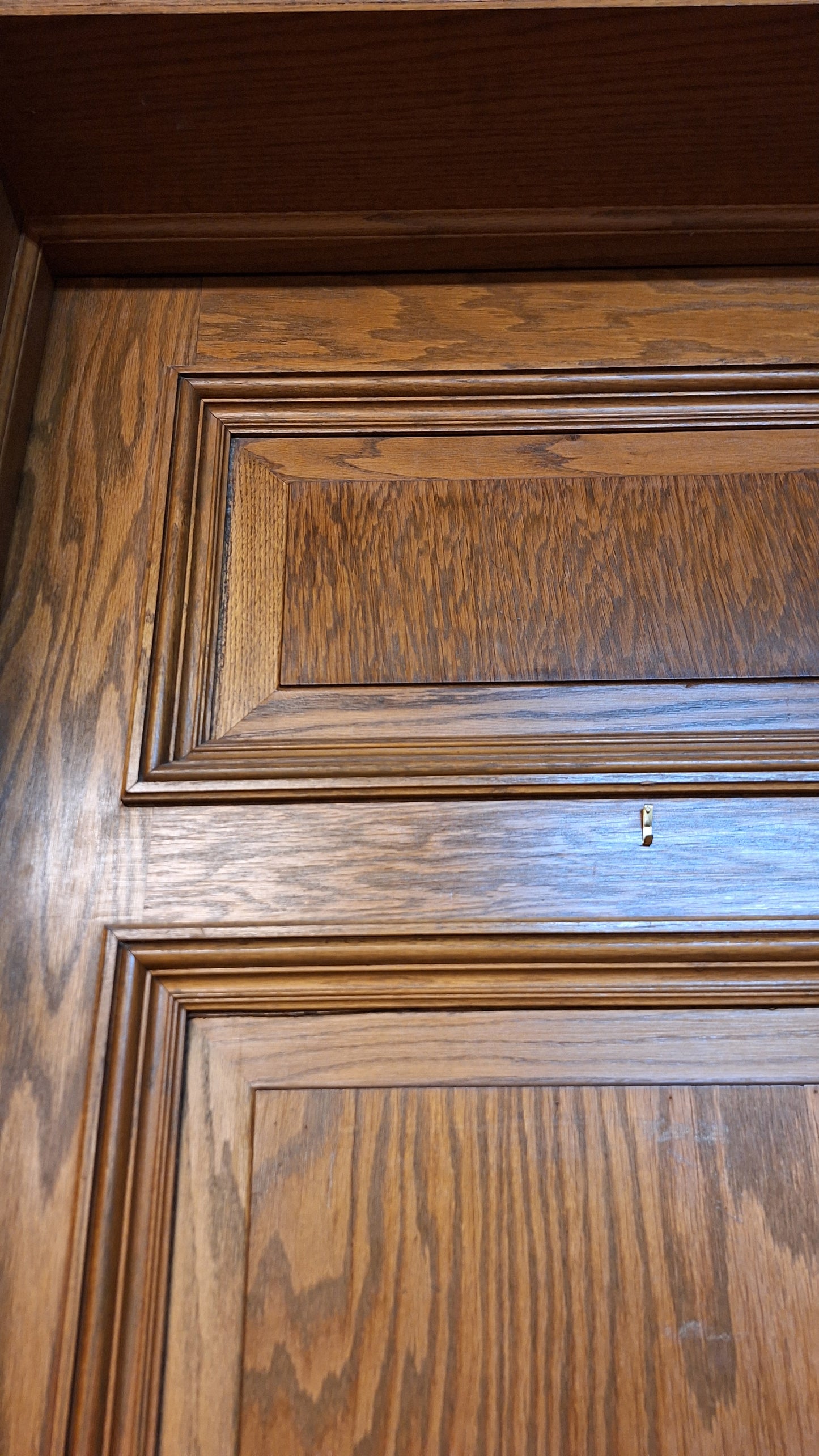 34" Oak Raised Panel Antique Door in Jamb, Interior Antique Passage Door in Frame, Salvaged Wood Door Architecture Salvage 080709