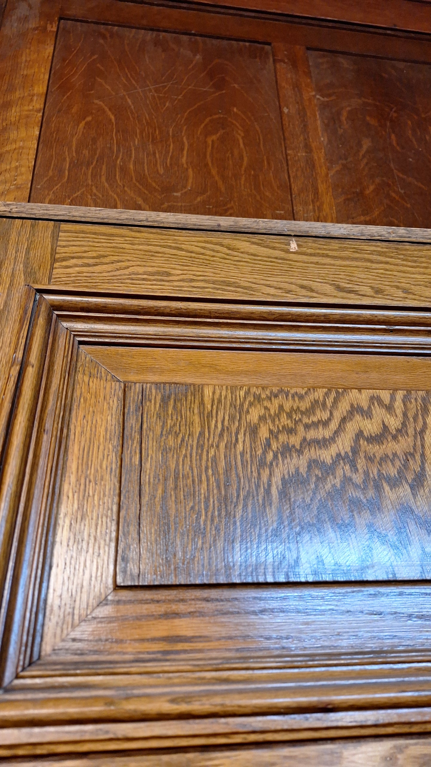 34" Oak Raised Panel Antique Door in Jamb, Interior Antique Passage Door in Frame, Salvaged Wood Door Architecture Salvage 080709