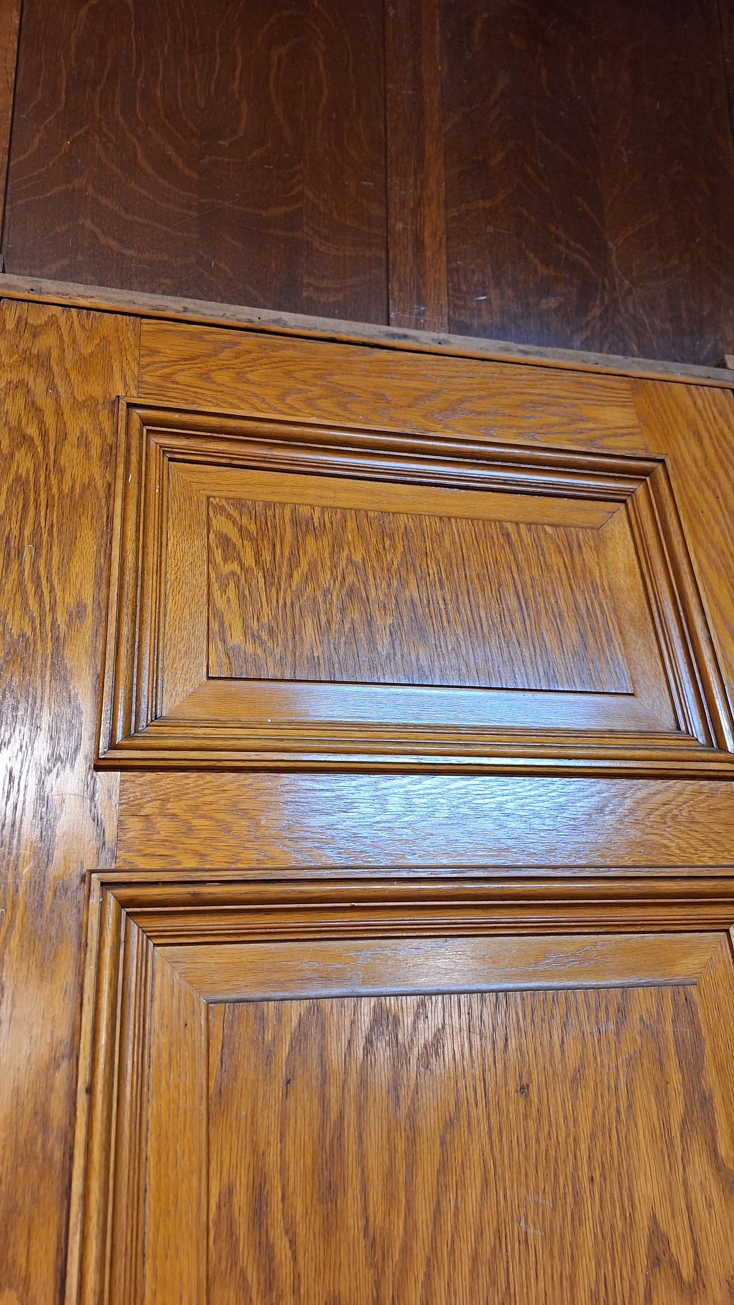 30" Oak Raised Panel Antique Door in Jamb, Interior Antique Passage Door in Frame, Salvaged Wood Door Architecture Salvage 080710