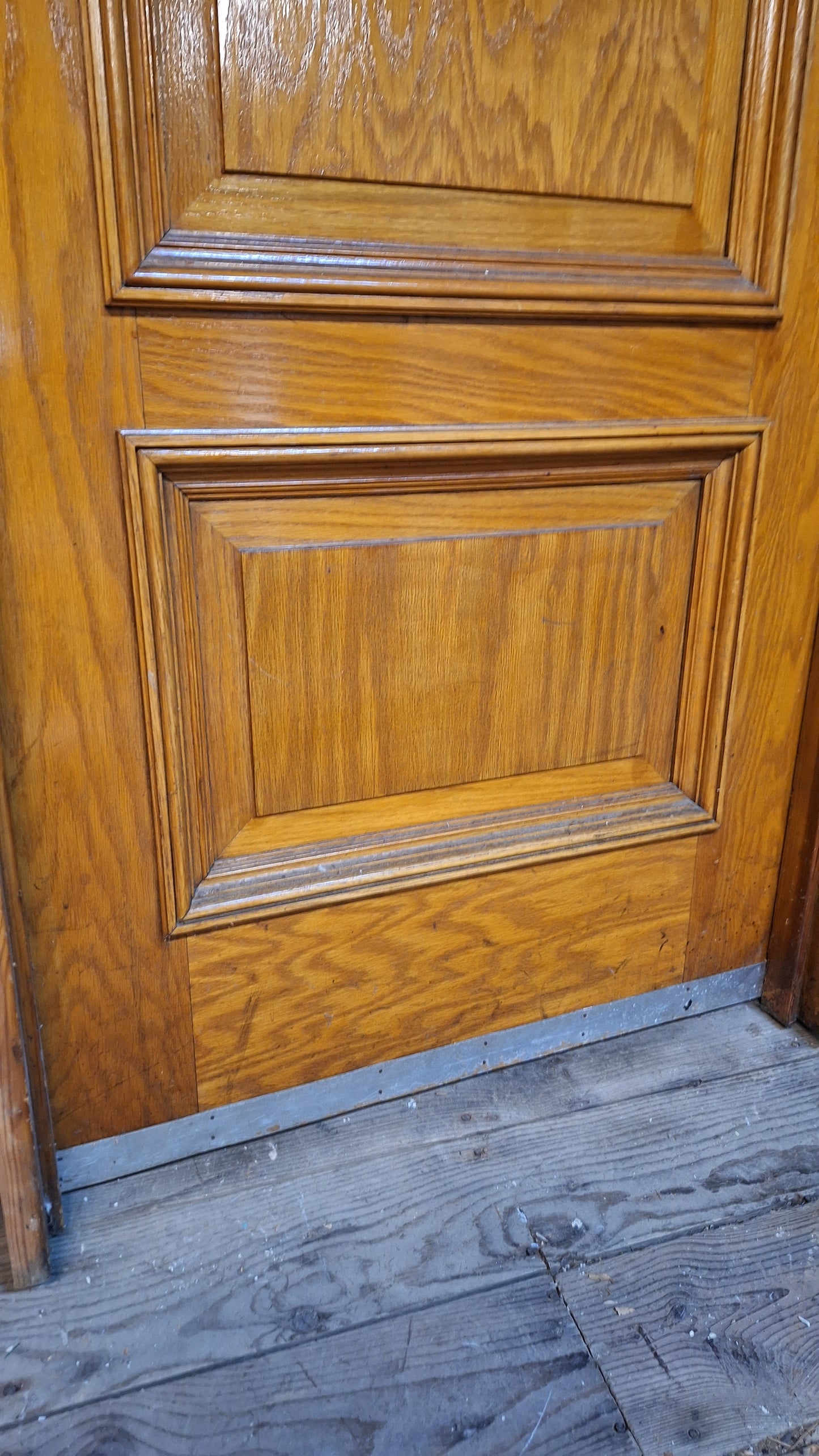 30" Oak Raised Panel Antique Door in Jamb, Interior Antique Passage Door in Frame, Salvaged Wood Door Architecture Salvage 080710