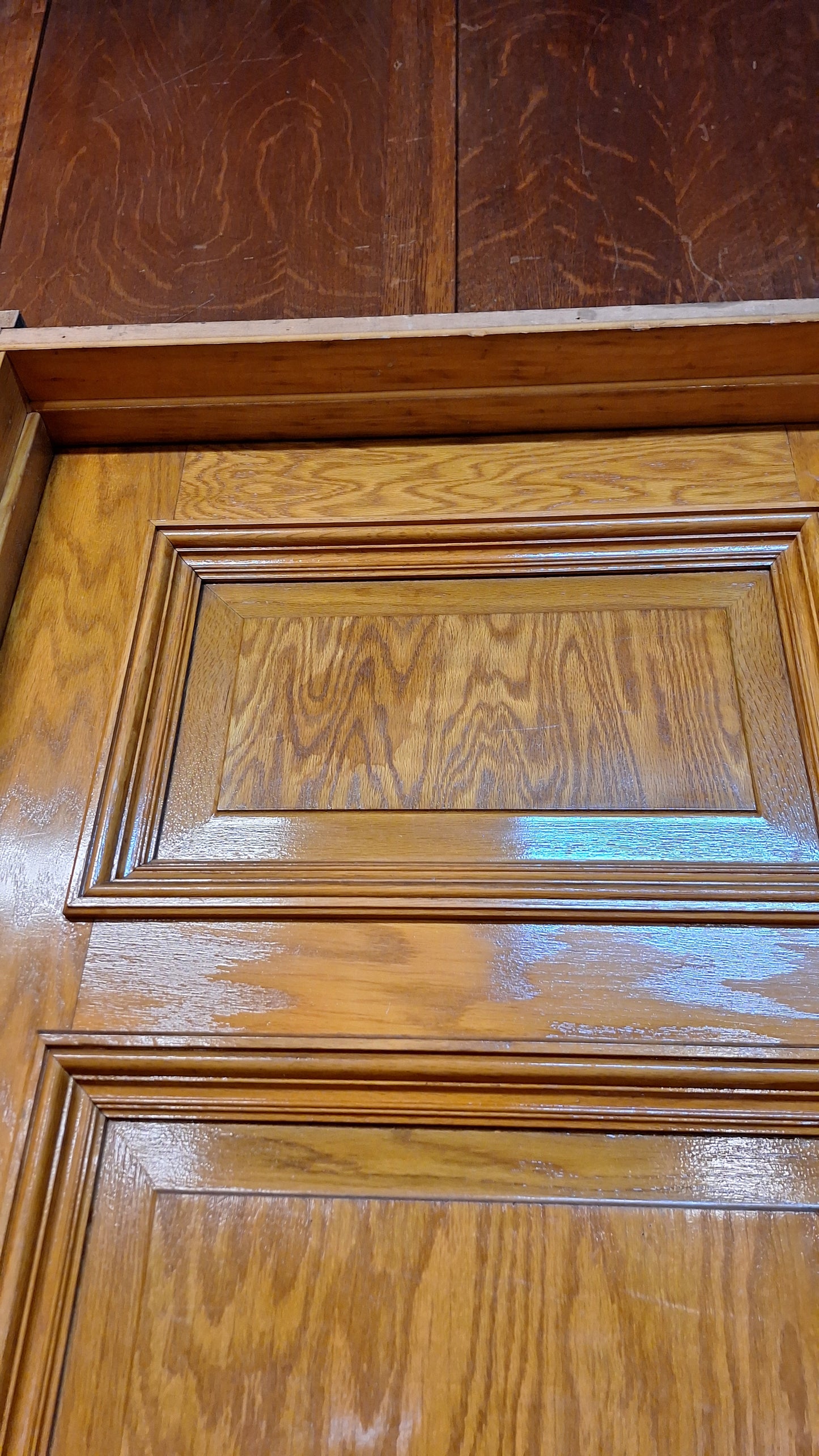 30" Oak Raised Panel Antique Door in Jamb, Interior Antique Passage Door in Frame, Salvaged Wood Door Architecture Salvage 080710