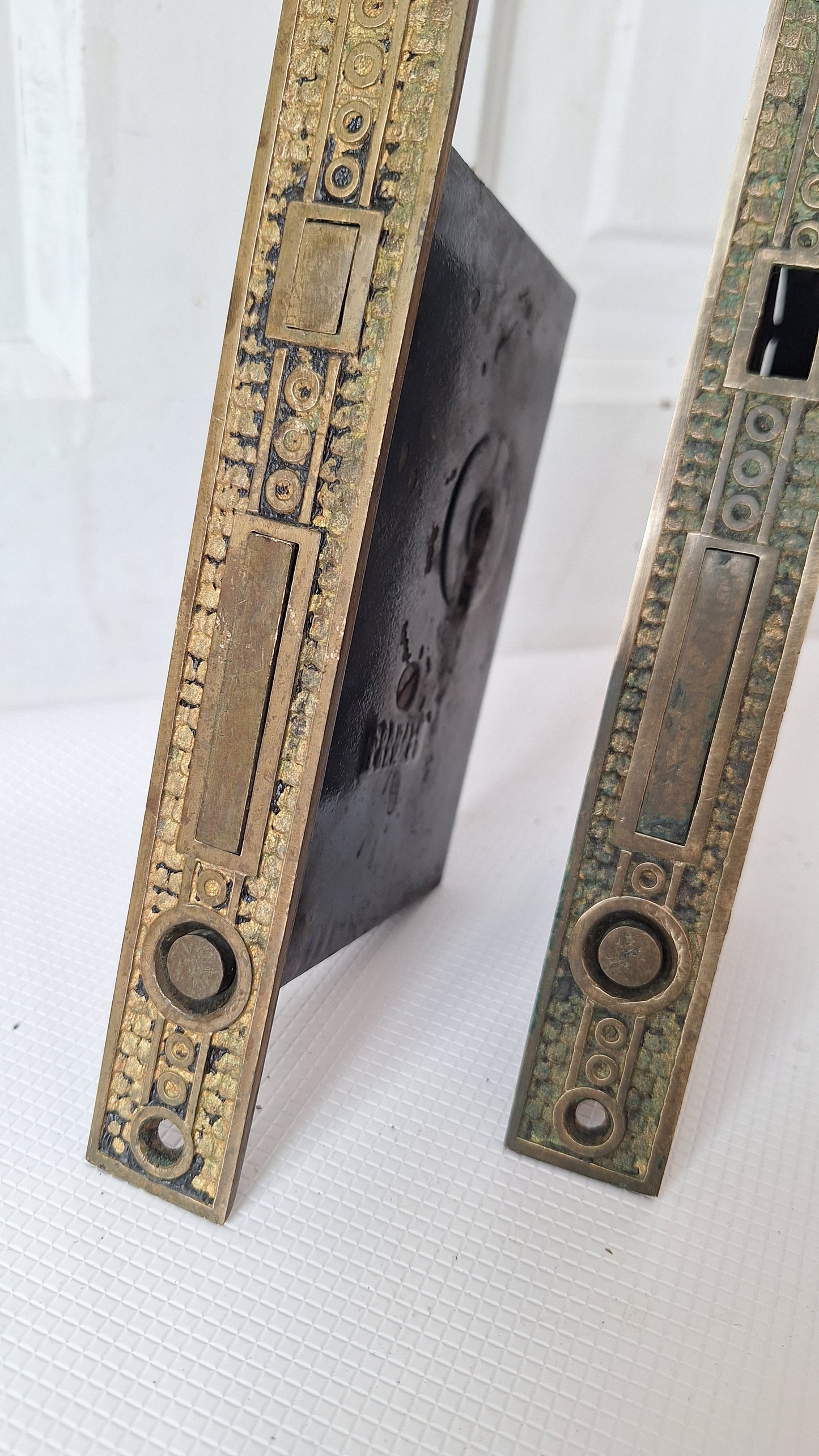 Ornate Bronze Double Pocket Door Hardware Set, Pocket Door Mortise Locks, Pocket Door Pulls, Eastlake Pocket Door Lock 081002