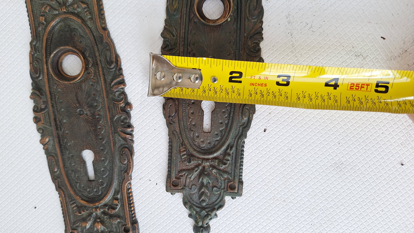 Fancy Door Plates, Salvaged Hardware, Ornate Escutcheons, Old Door Hardware, Door Knob Plates, Knob Back Plates, Antique Backplates 081902