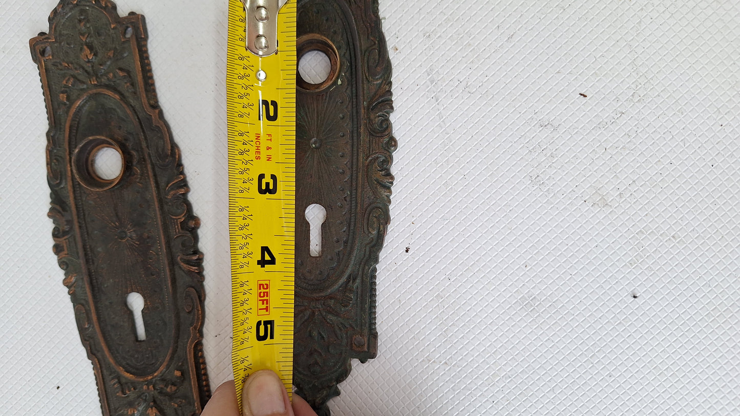 Fancy Door Plates, Salvaged Hardware, Ornate Escutcheons, Old Door Hardware, Door Knob Plates, Knob Back Plates, Antique Backplates 081902
