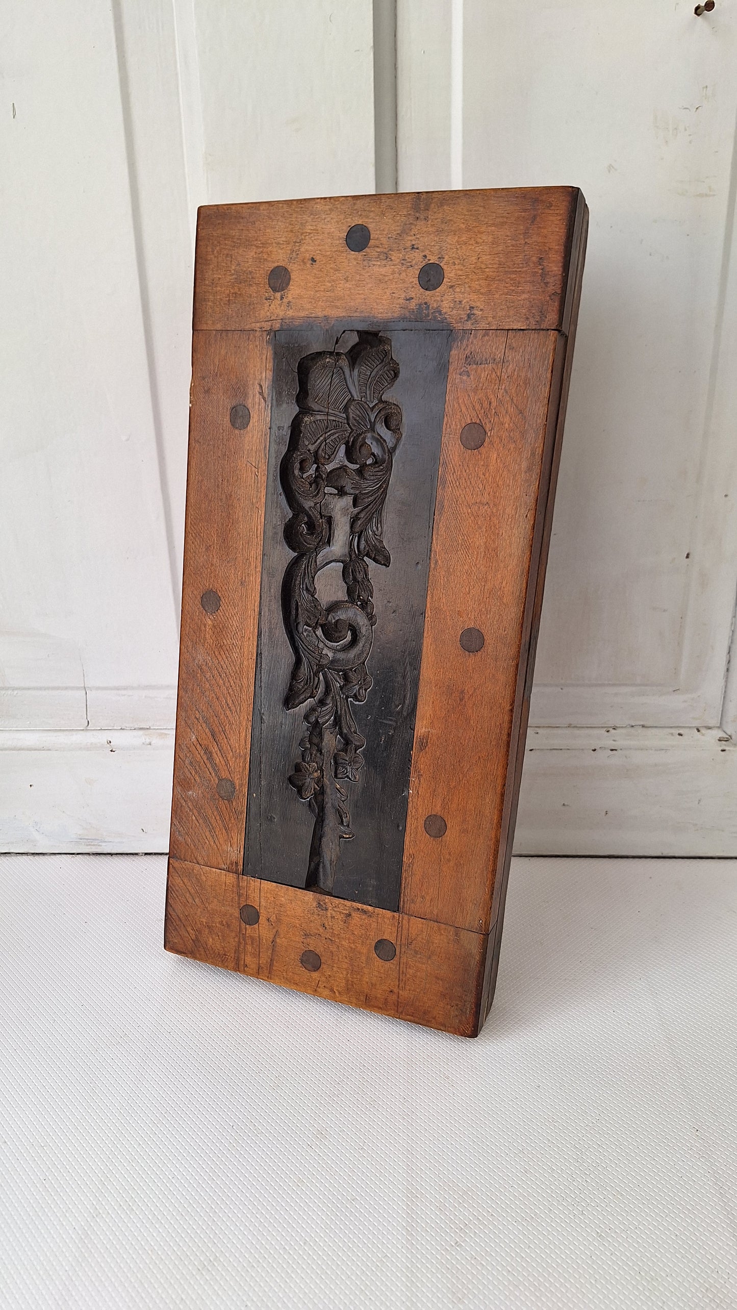Victorian Wood Composition or Plaster Applique Mold, Antique Wooden Mold Press, Decorative Applique Press, Architecture Salvage 081904