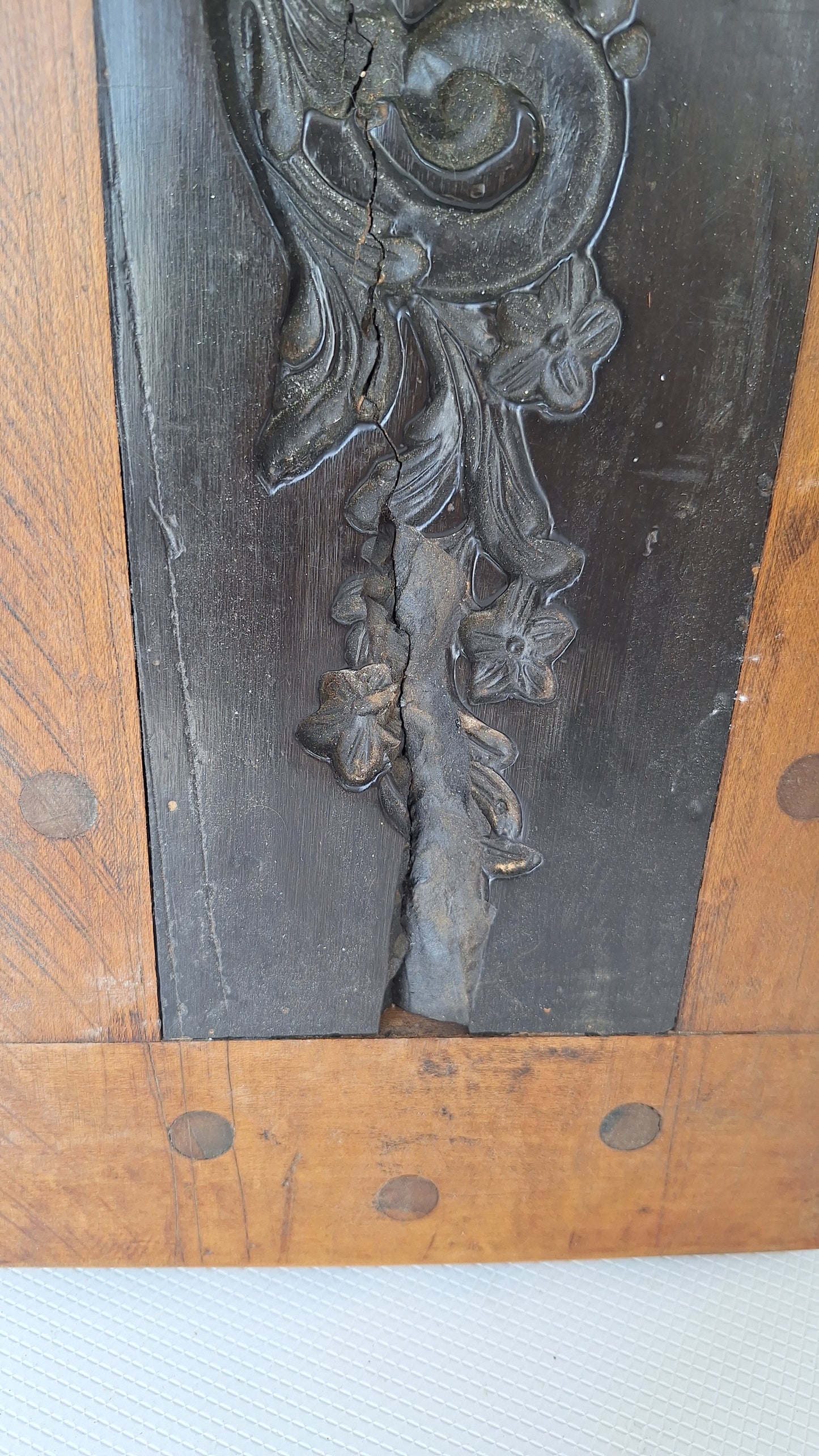 Victorian Wood Composition or Plaster Applique Mold, Antique Wooden Mold Press, Decorative Applique Press, Architecture Salvage 081904