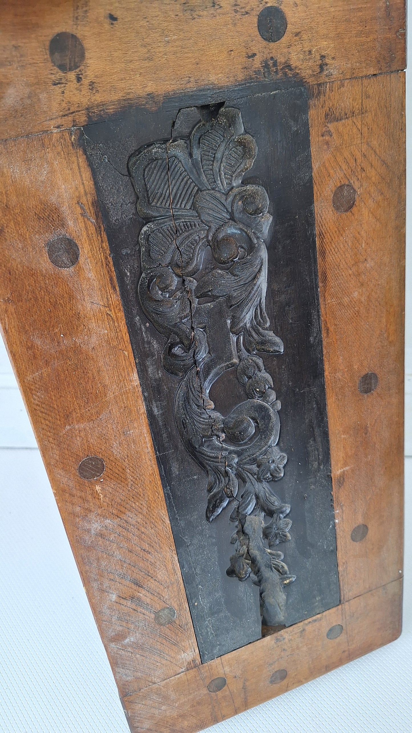 Victorian Wood Composition or Plaster Applique Mold, Antique Wooden Mold Press, Decorative Applique Press, Architecture Salvage 081904