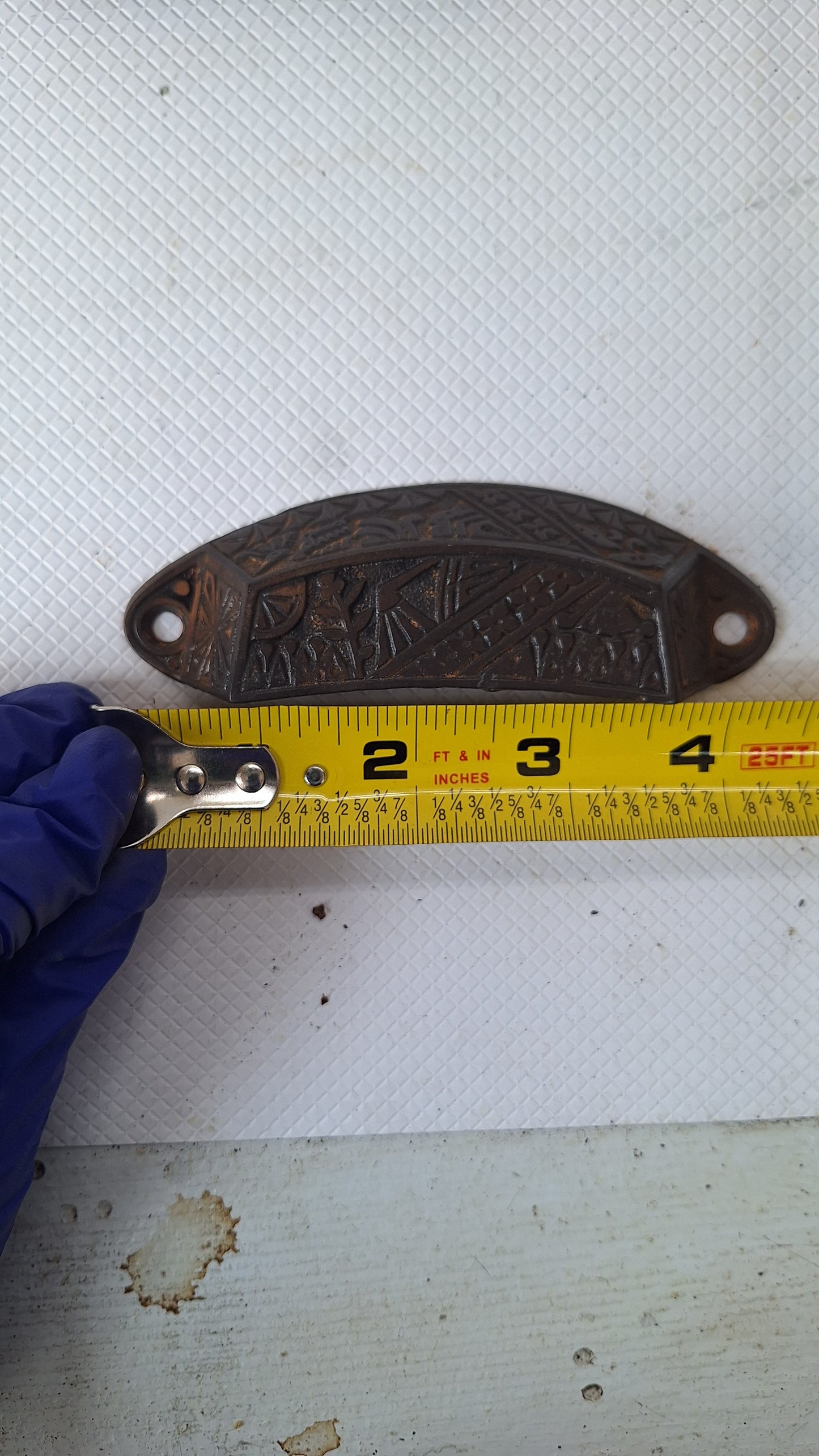 Three Apothecary Pulls, Cast Iron Bin Pull, Antique Ornate Drawer Handle, Eastlake Victorian Hardware 082102