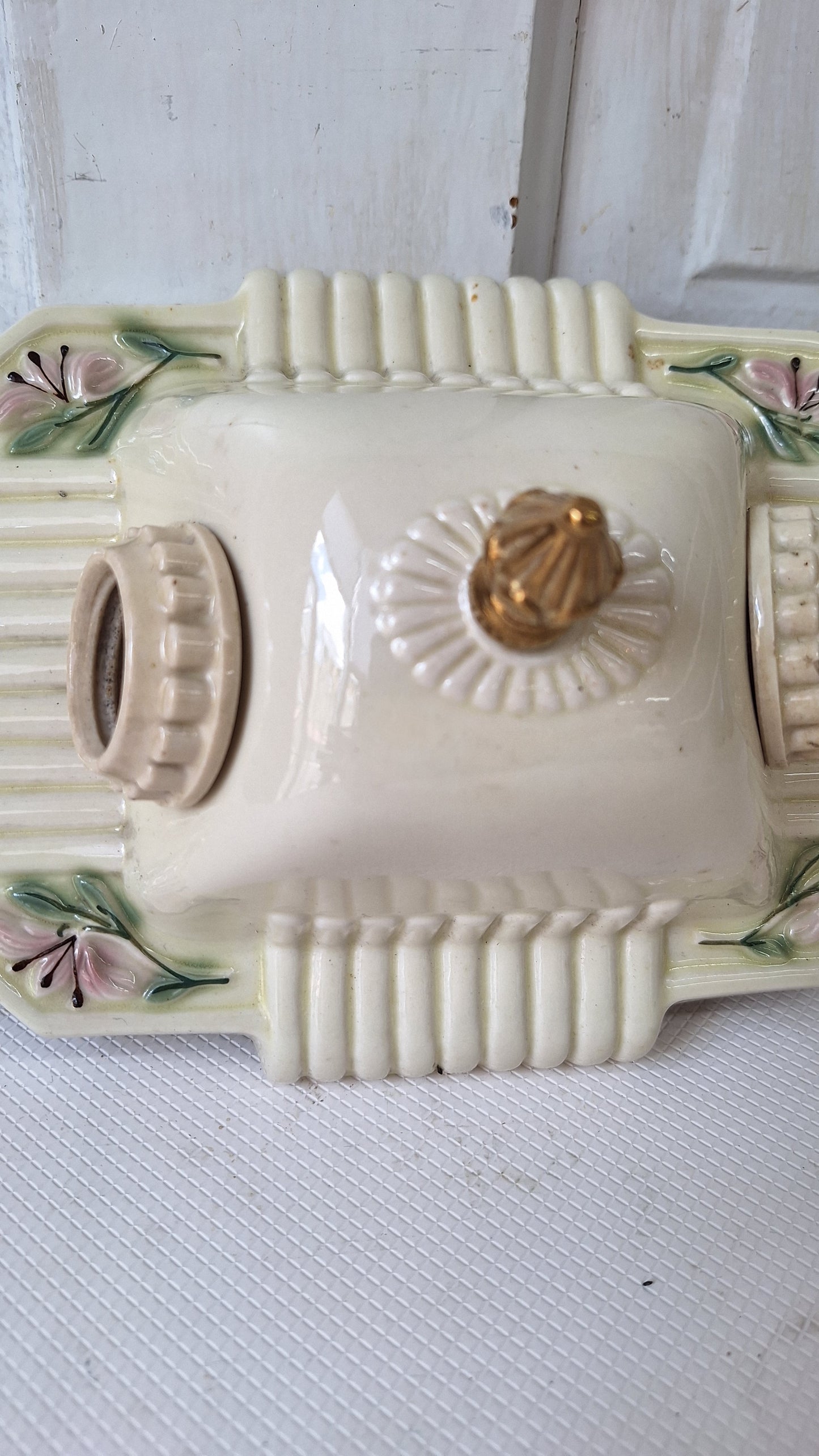 Two Bulb Porcelier Light, Art Deco Fixture, Art Deco Light, Single Bulb Light, White and Pink Light, Little Girl's Porcelain Light 082603