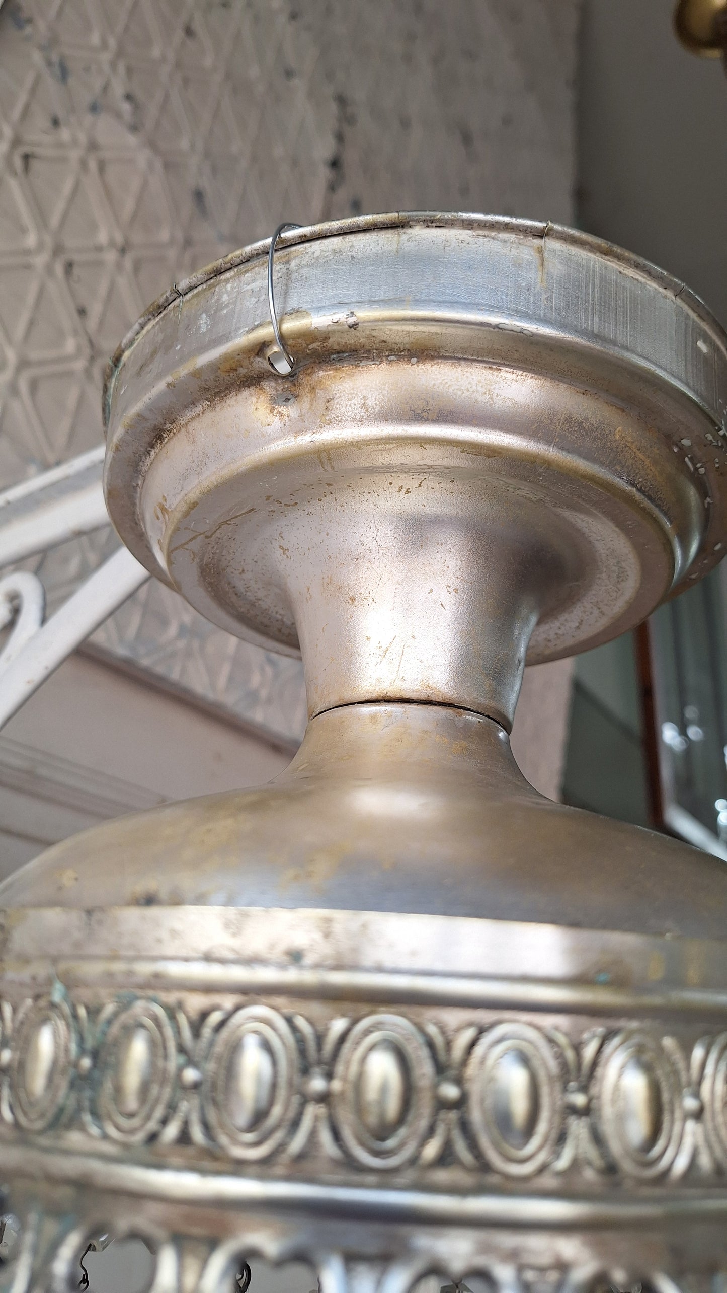 Vintage Silver Crystal Chandelier, Cut Glass Flush Mount Light, Small Chandelier, Draped Crystal Light