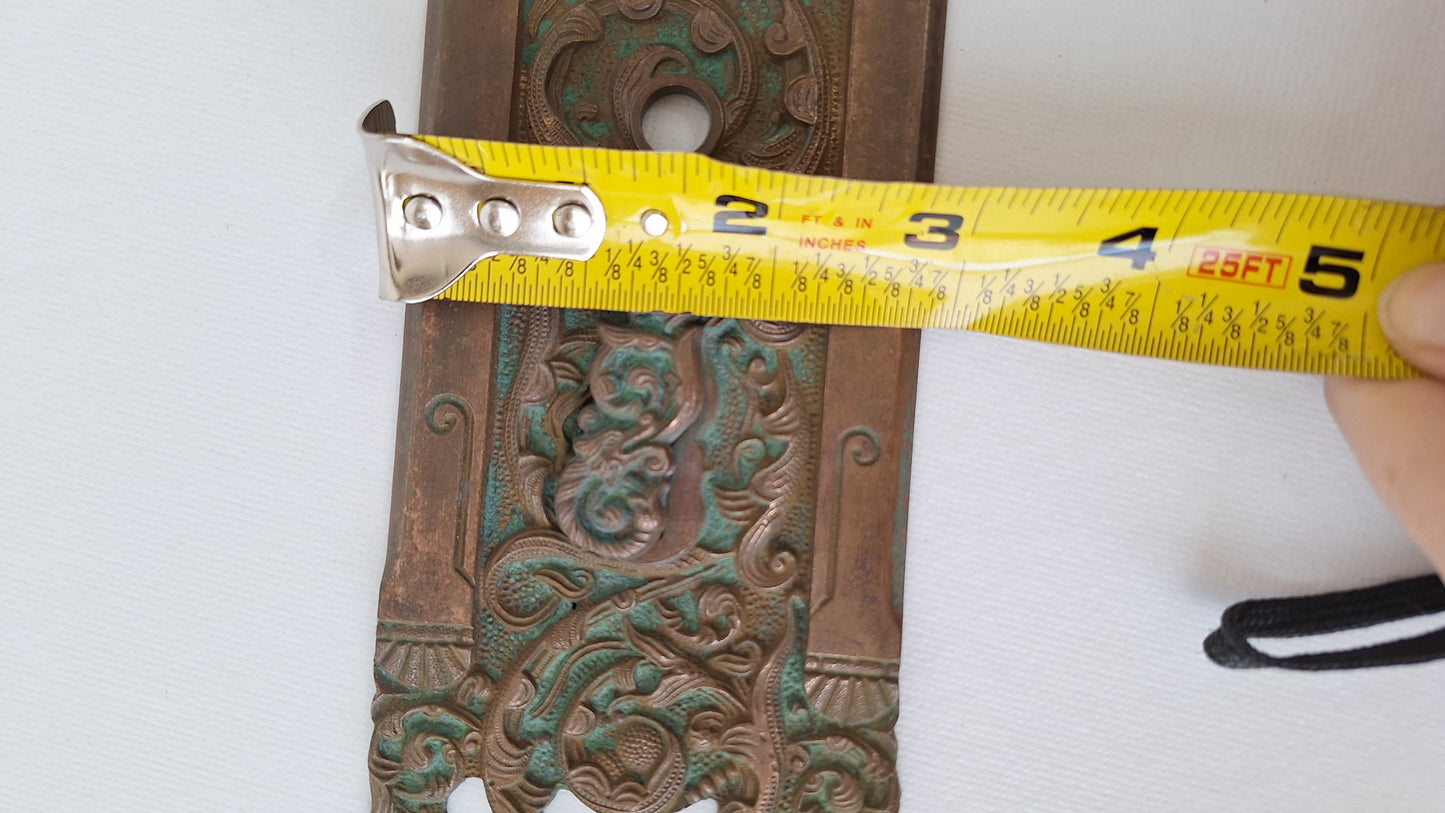 Antique Reading Hardware Bronze Door Large Entry Plate: Colombian Mythical Beast Design