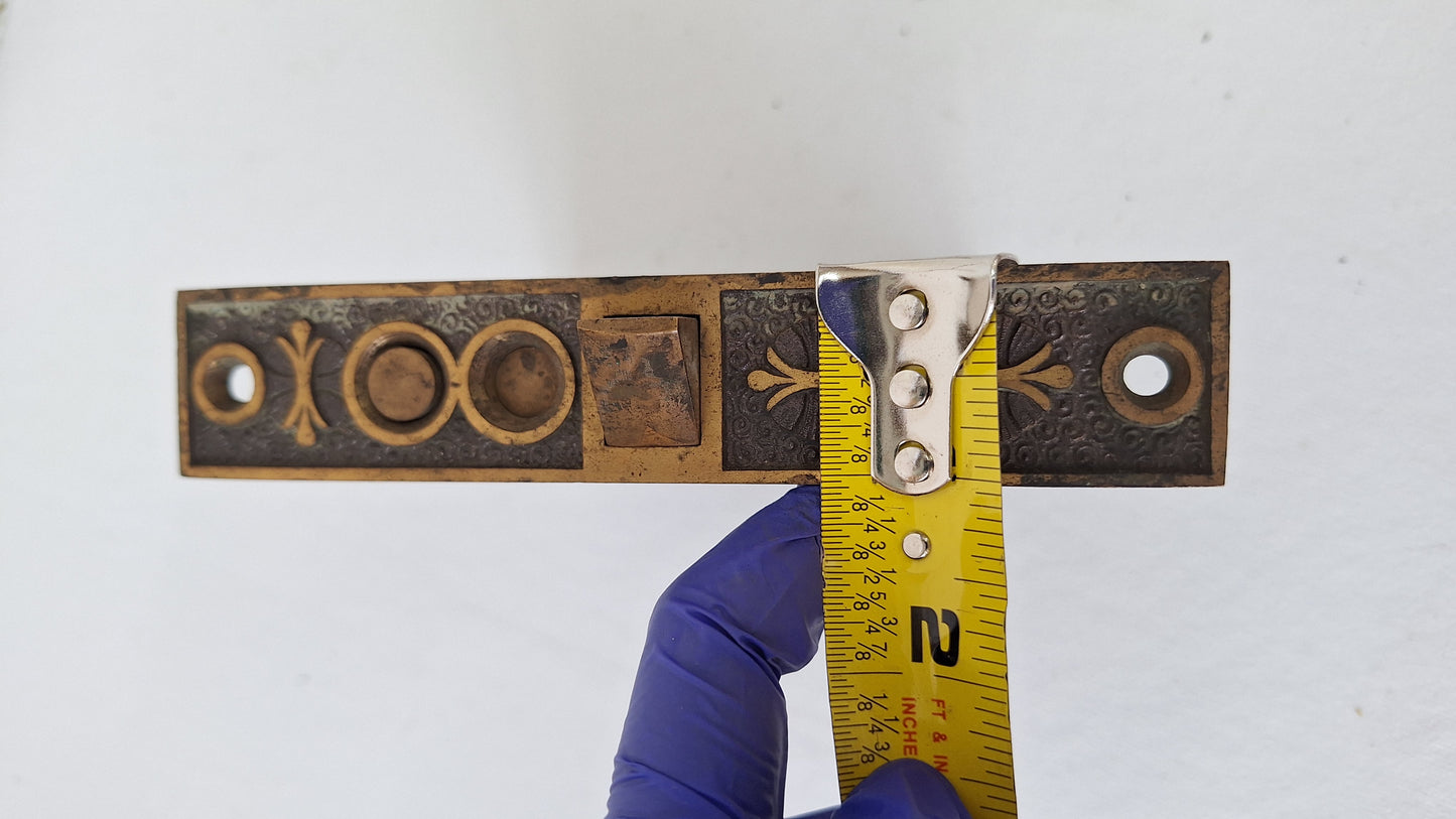 Ornate Door Mortise Lock with Push Button Lock, Strike Plate, and Working Key