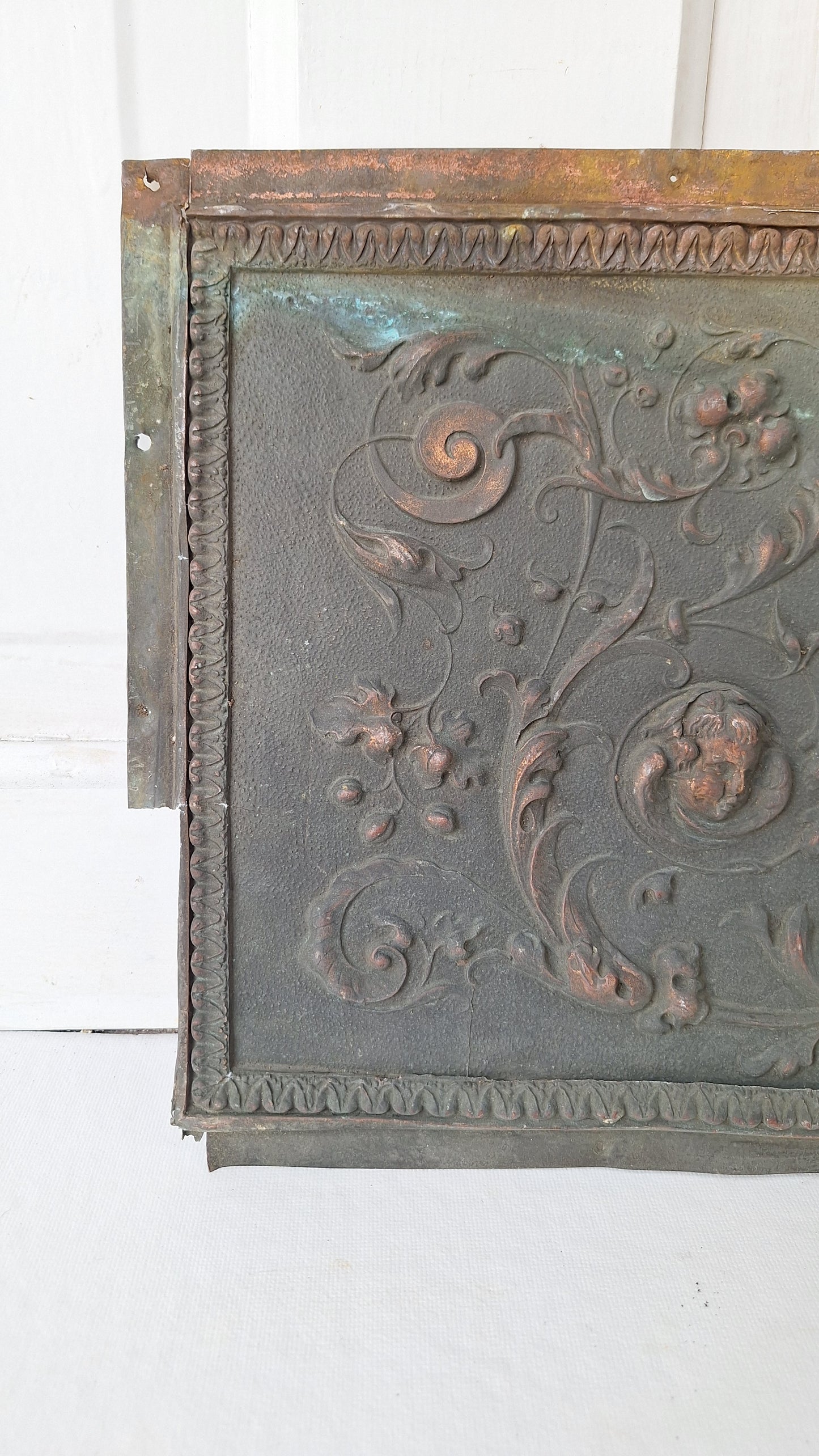 Cherub Design Antique Bronze Plaque: Stamped Bronze Angel Summer Cover