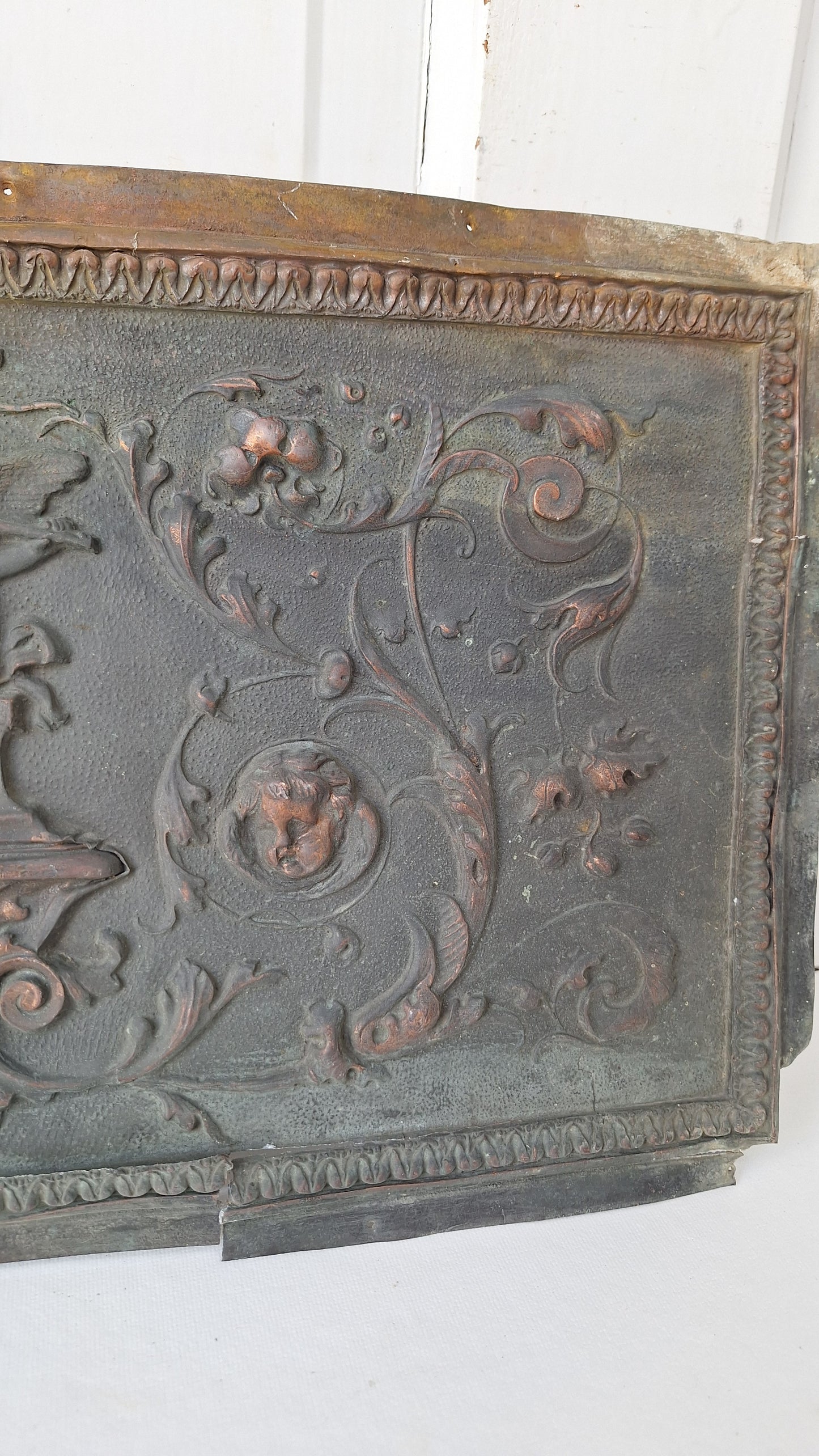 Cherub Design Antique Bronze Plaque: Stamped Bronze Angel Summer Cover