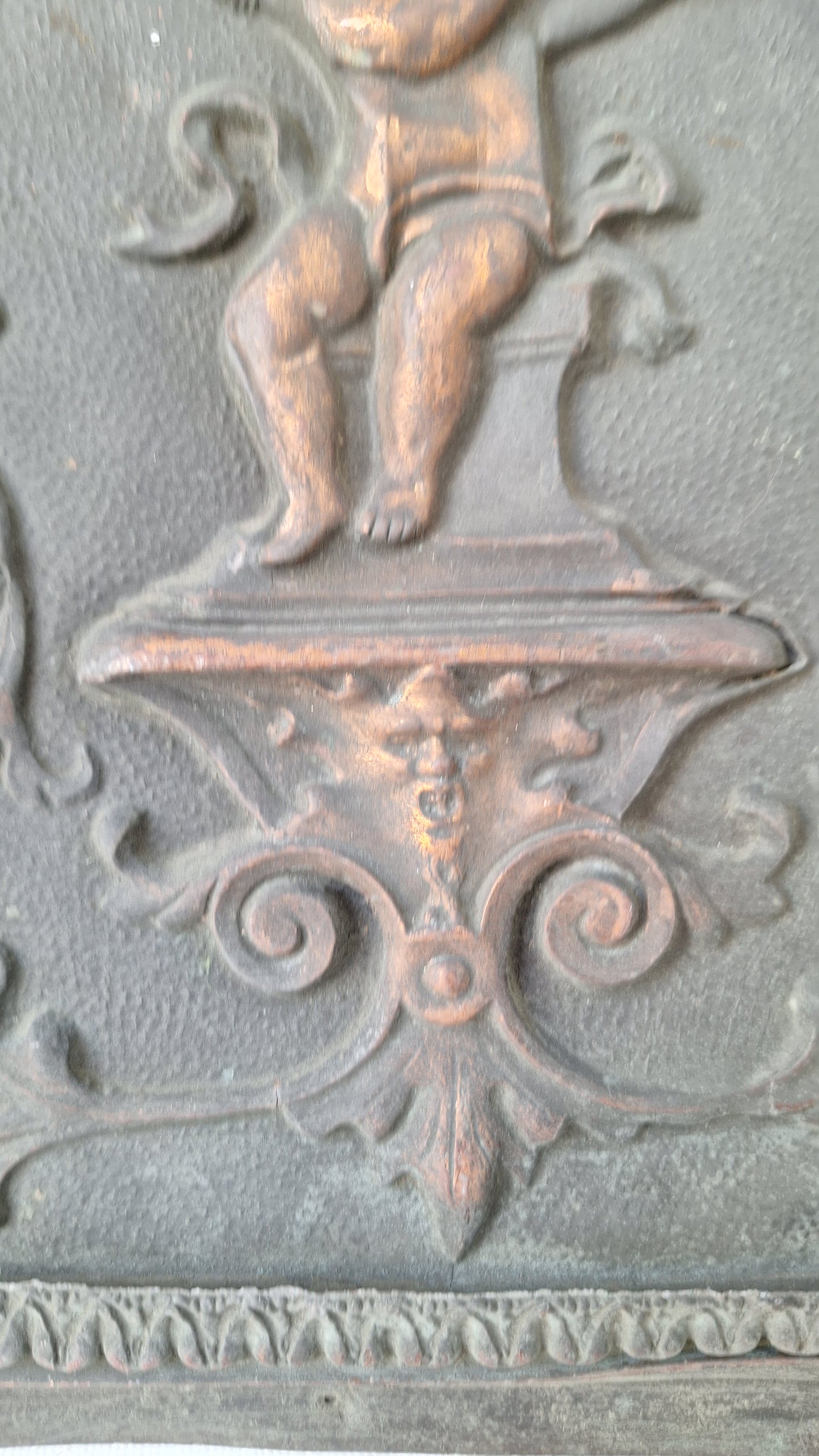 Cherub Design Antique Bronze Plaque: Stamped Bronze Angel Summer Cover