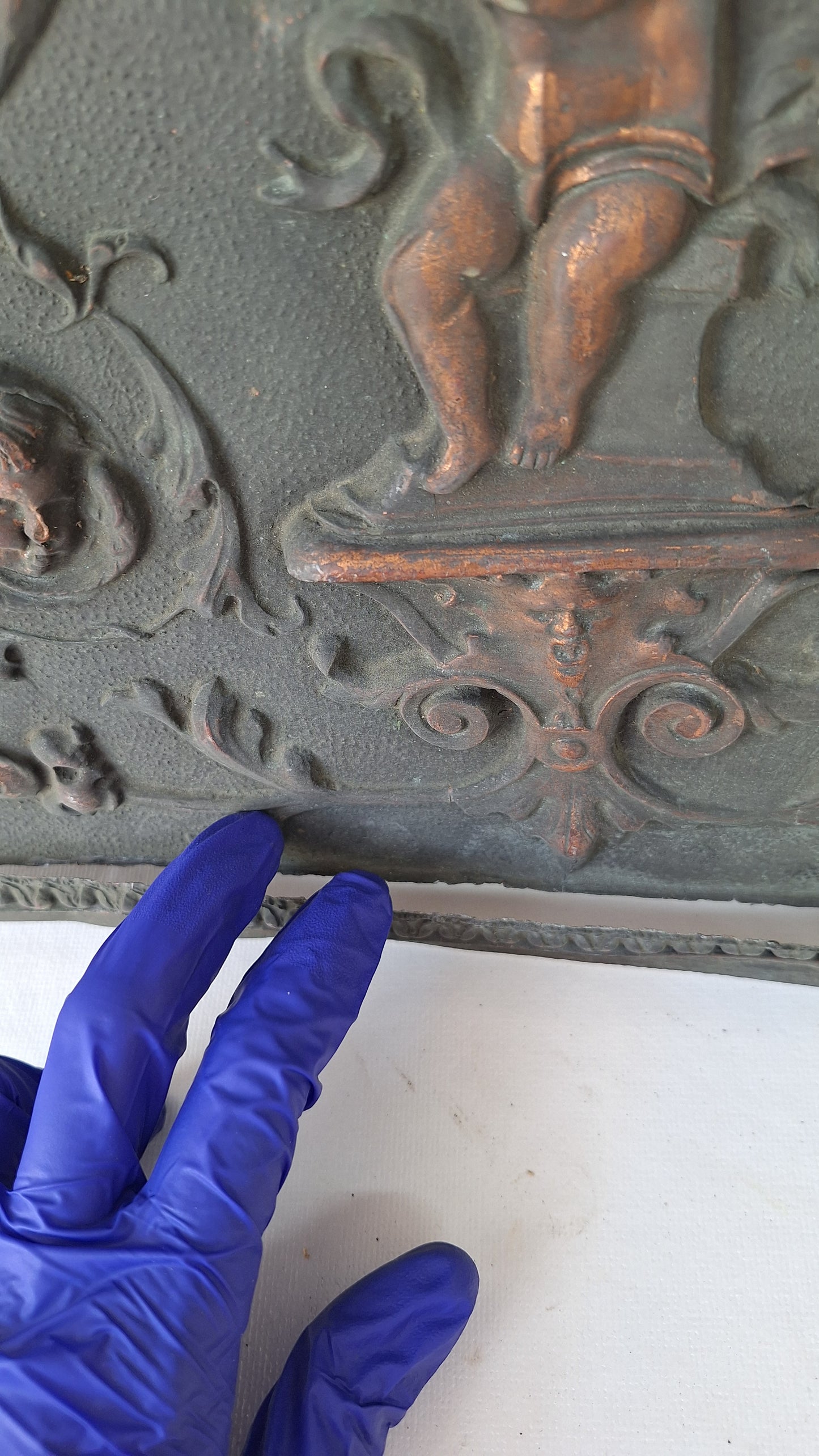 Cherub Design Antique Bronze Plaque: Stamped Bronze Angel Summer Cover
