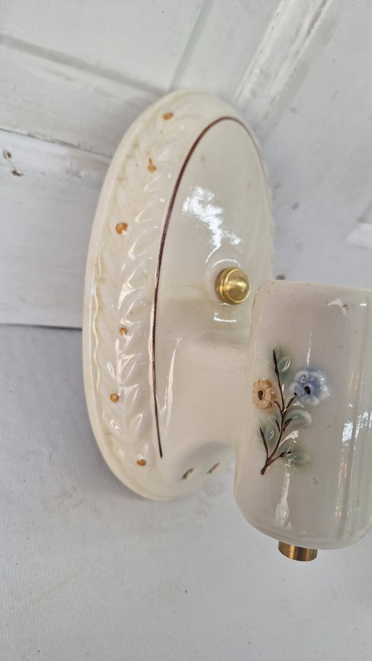 Pair of Vintage Porcelain Bathroom Sconces, Wall Mount Lights, Set of Ceramic Bathroom Vanity Lights