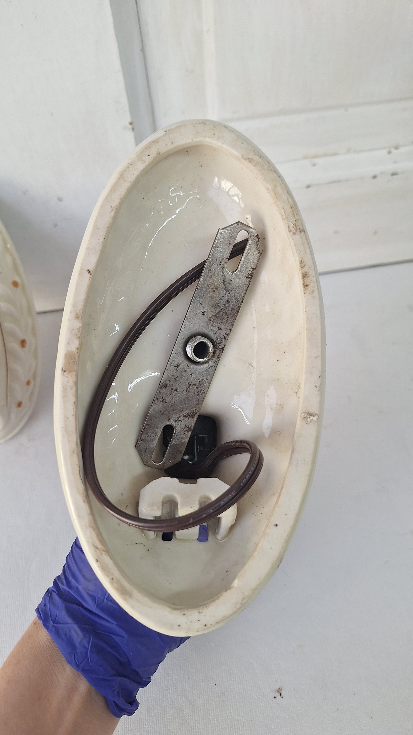 Pair of Vintage Porcelain Bathroom Sconces, Wall Mount Lights, Set of Ceramic Bathroom Vanity Lights