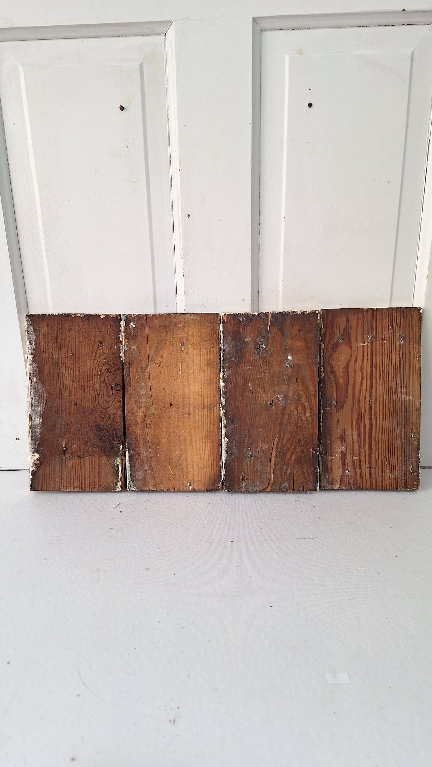 Set of Four Bullseye Trim Blocks, Antique Salvaged Corner Blocks