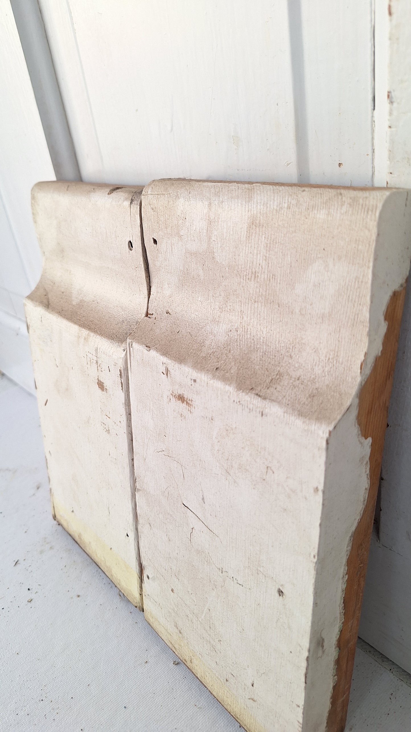 Pair of Carved Plinth Blocks, Salvaged Wood Base Trim Moldings