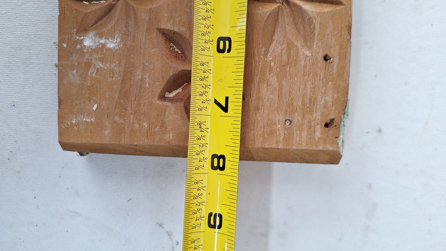 Four Carved Wood Plinth Blocks, Spoon Carved Wooden Trim Molding