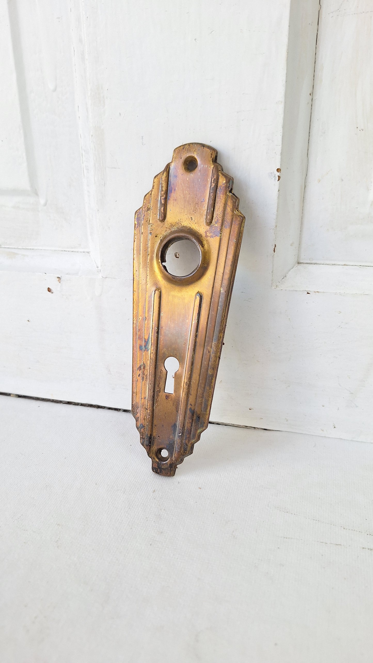 Single Art Deco Antique BackPlate, Antique Door Art Deco Hardware