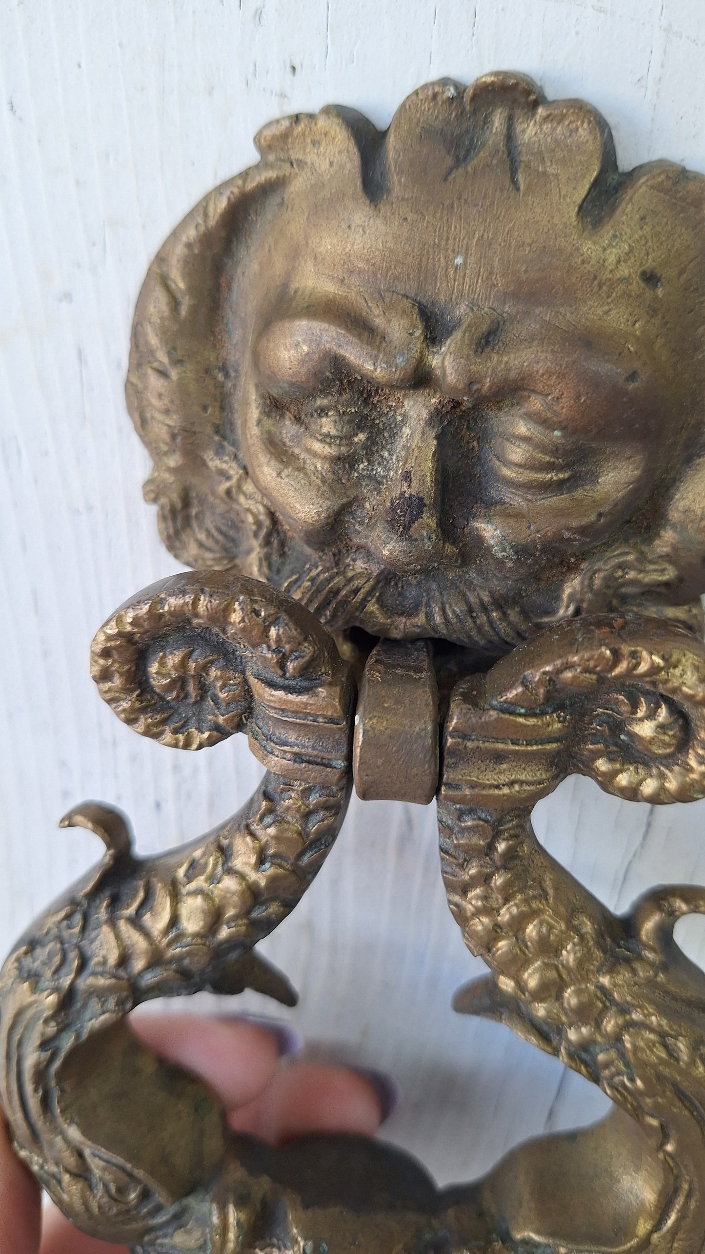 Antique Bronze Door Knocker, Mythical Creature Design Door Knocker Hardware