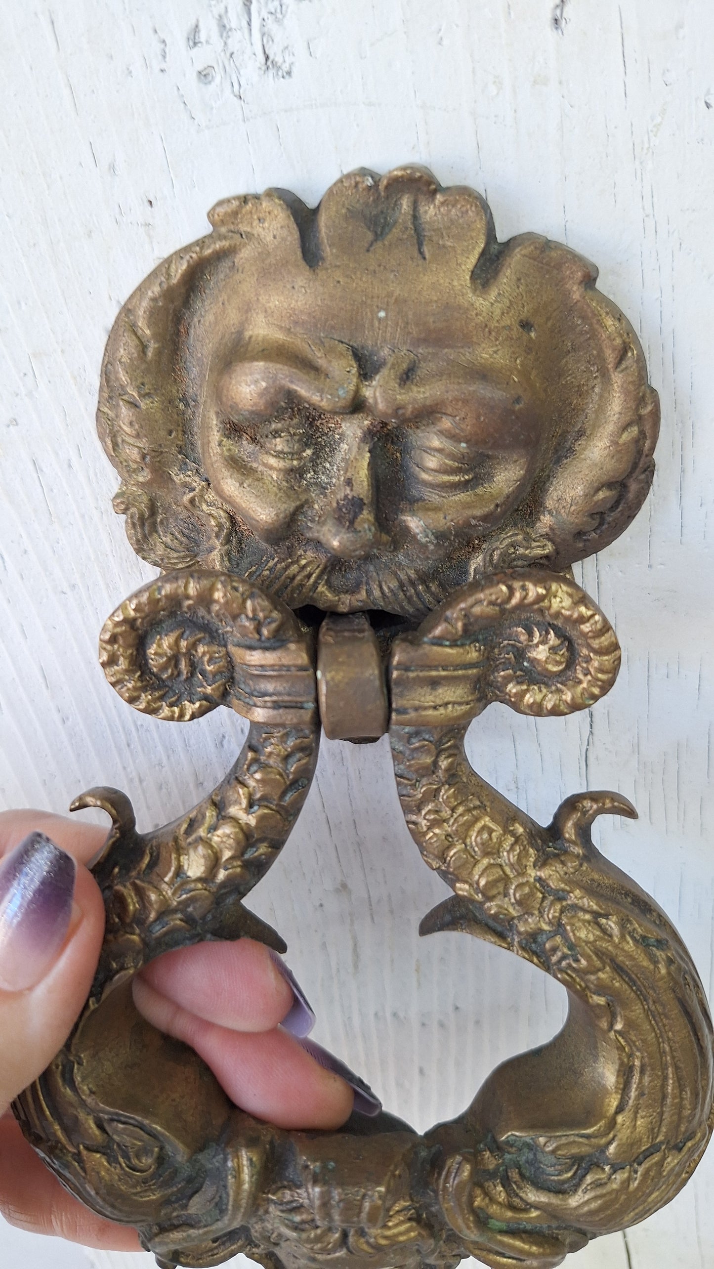 Antique Bronze Door Knocker, Mythical Creature Design Door Knocker Hardware