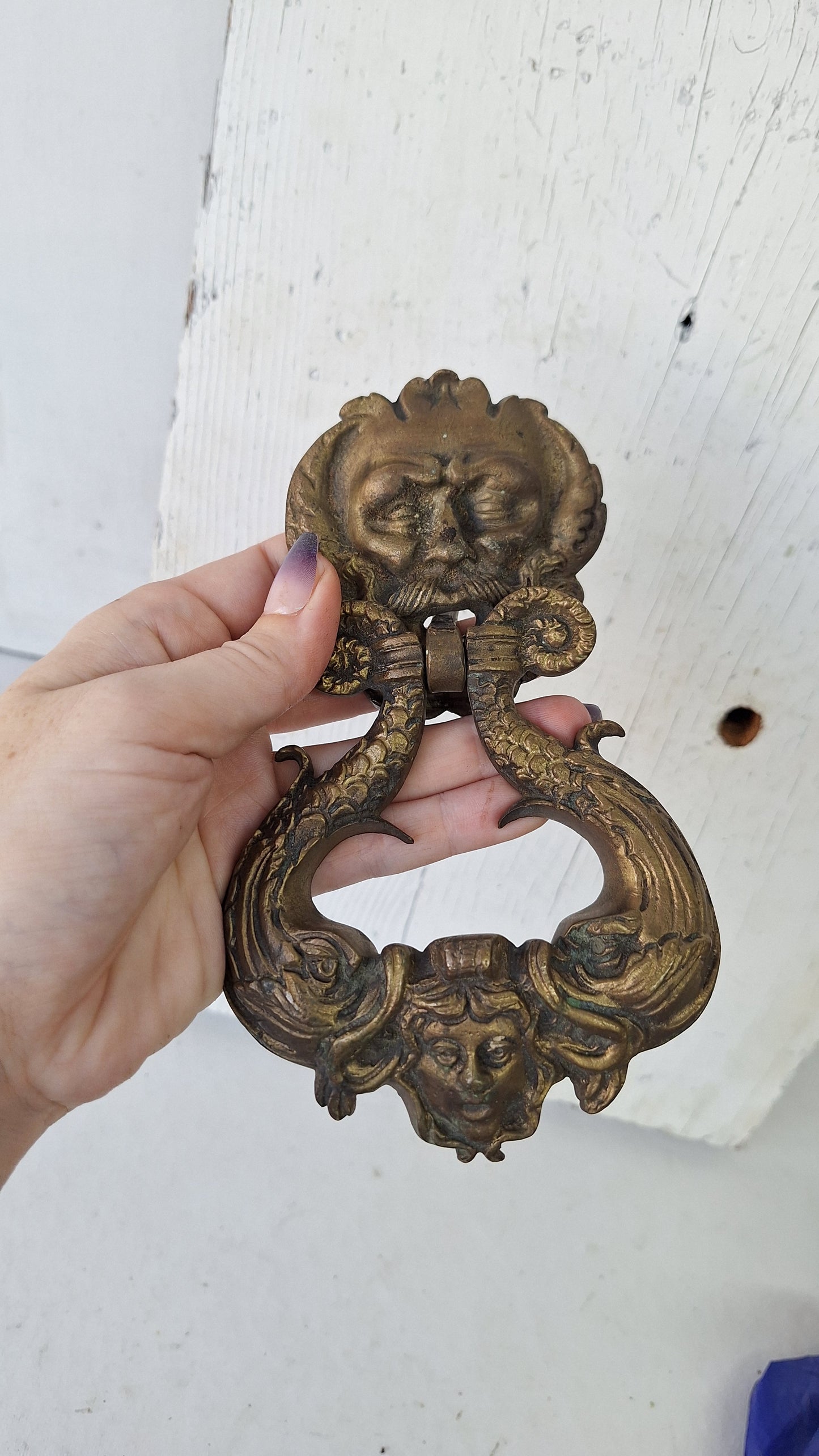 Antique Bronze Door Knocker, Mythical Creature Design Door Knocker Hardware