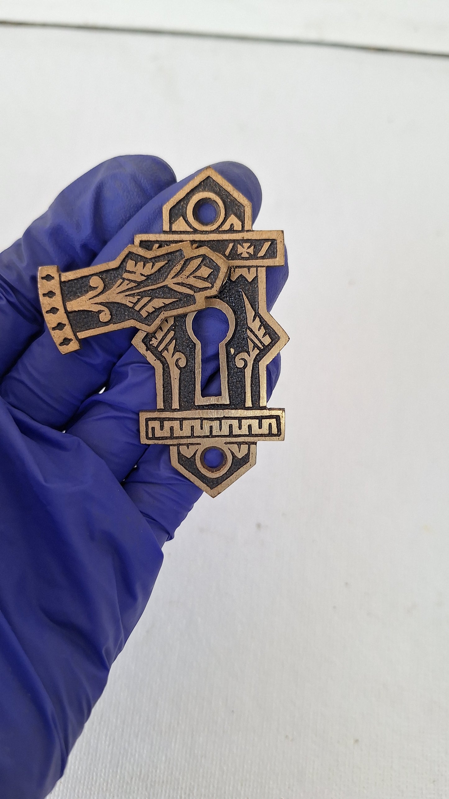 Swinging Cover Antique Key Hole Escutcheon, Antique Cast Bronze Keyhole