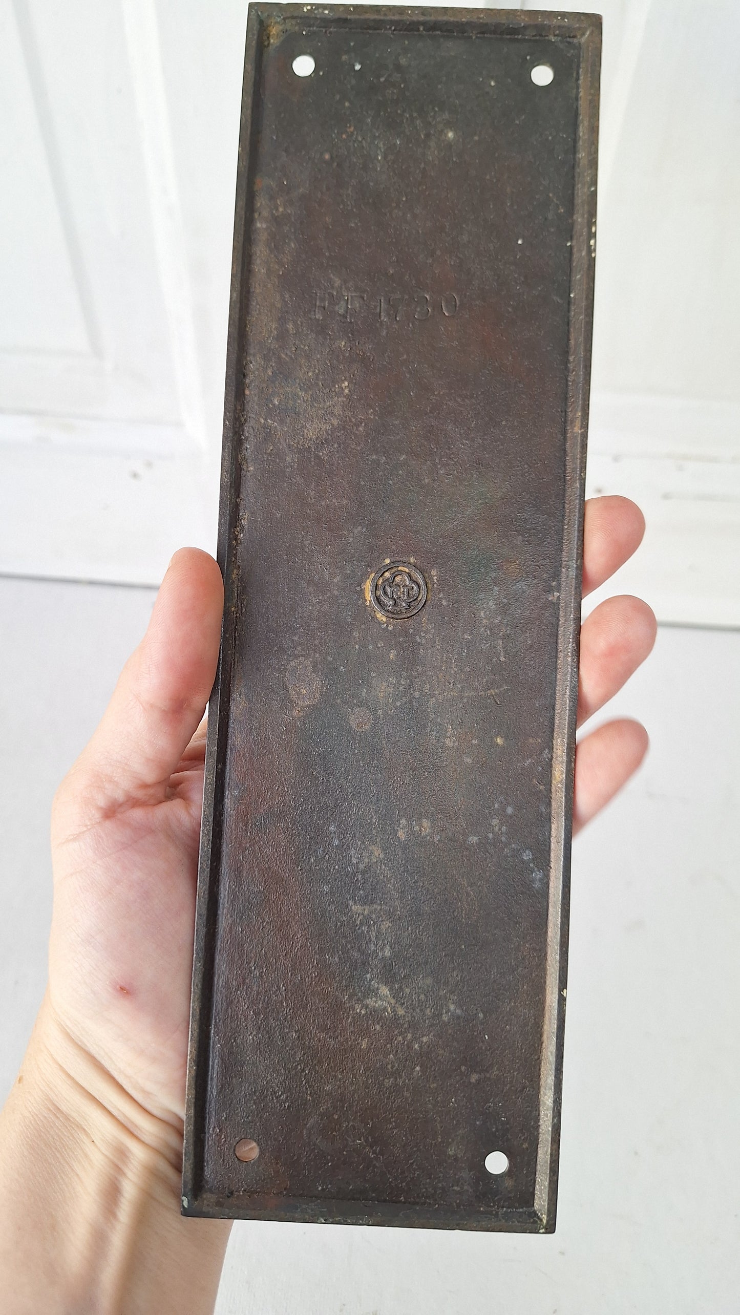 Antique Push Plate for Swinging Door, Yale and Towne Cast Iron Ornate Door Plate