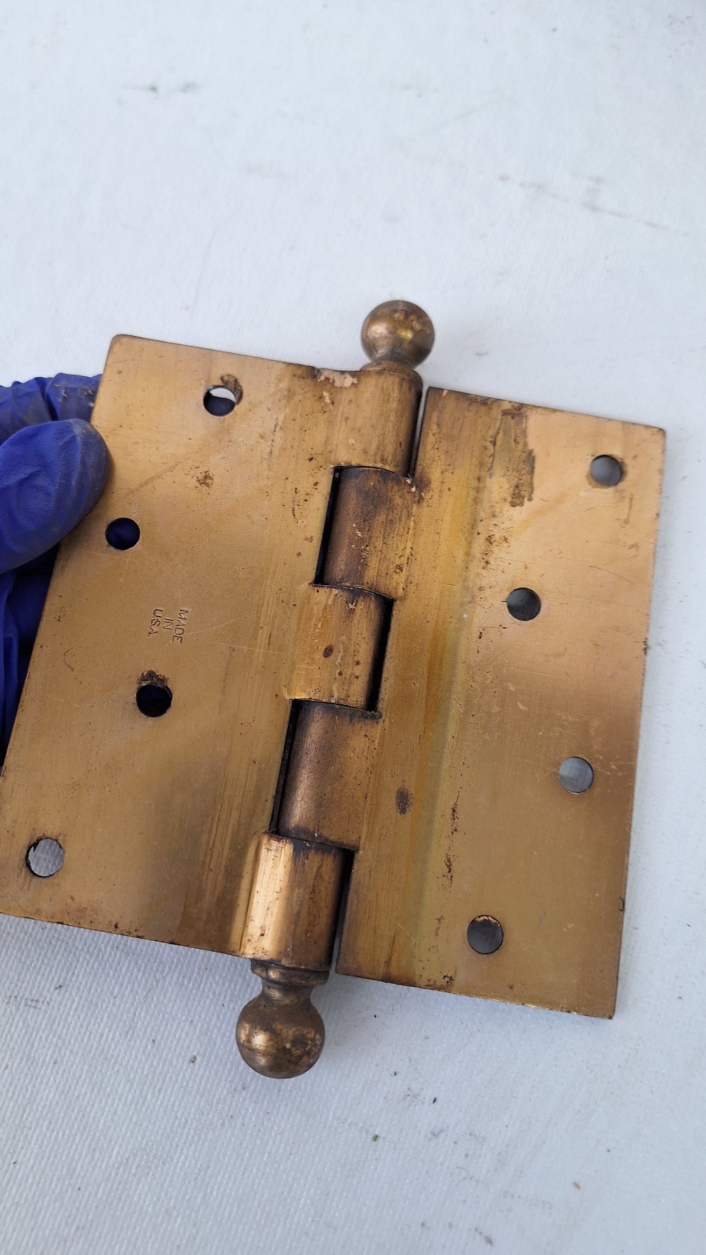 Three 4 1/2" Bronze Plated Hinges, Vintage Set of Stanley Door Hinges
