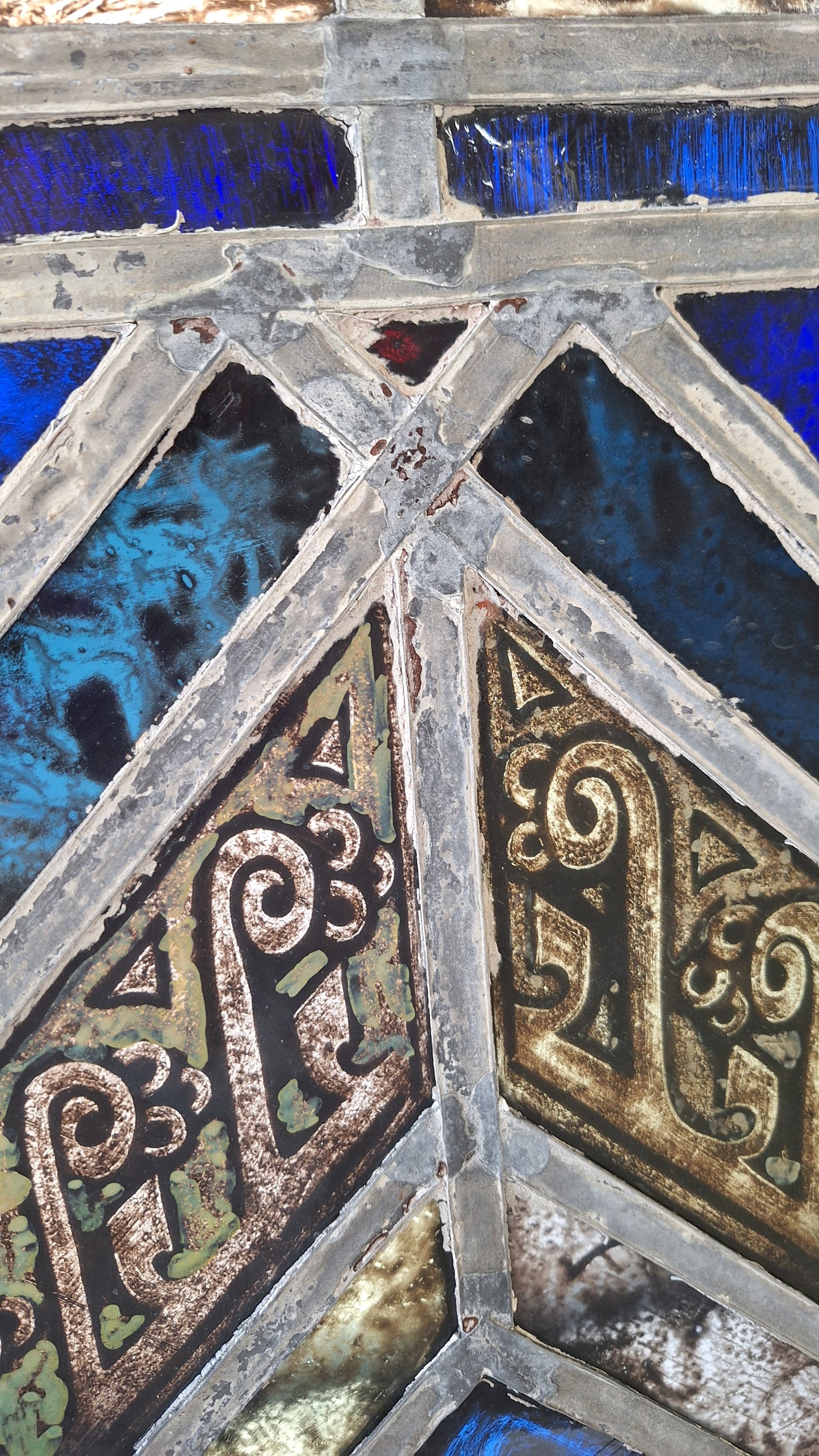 Tudor or Gothic Style Antique Stained Glass, Vintage Church Windows
