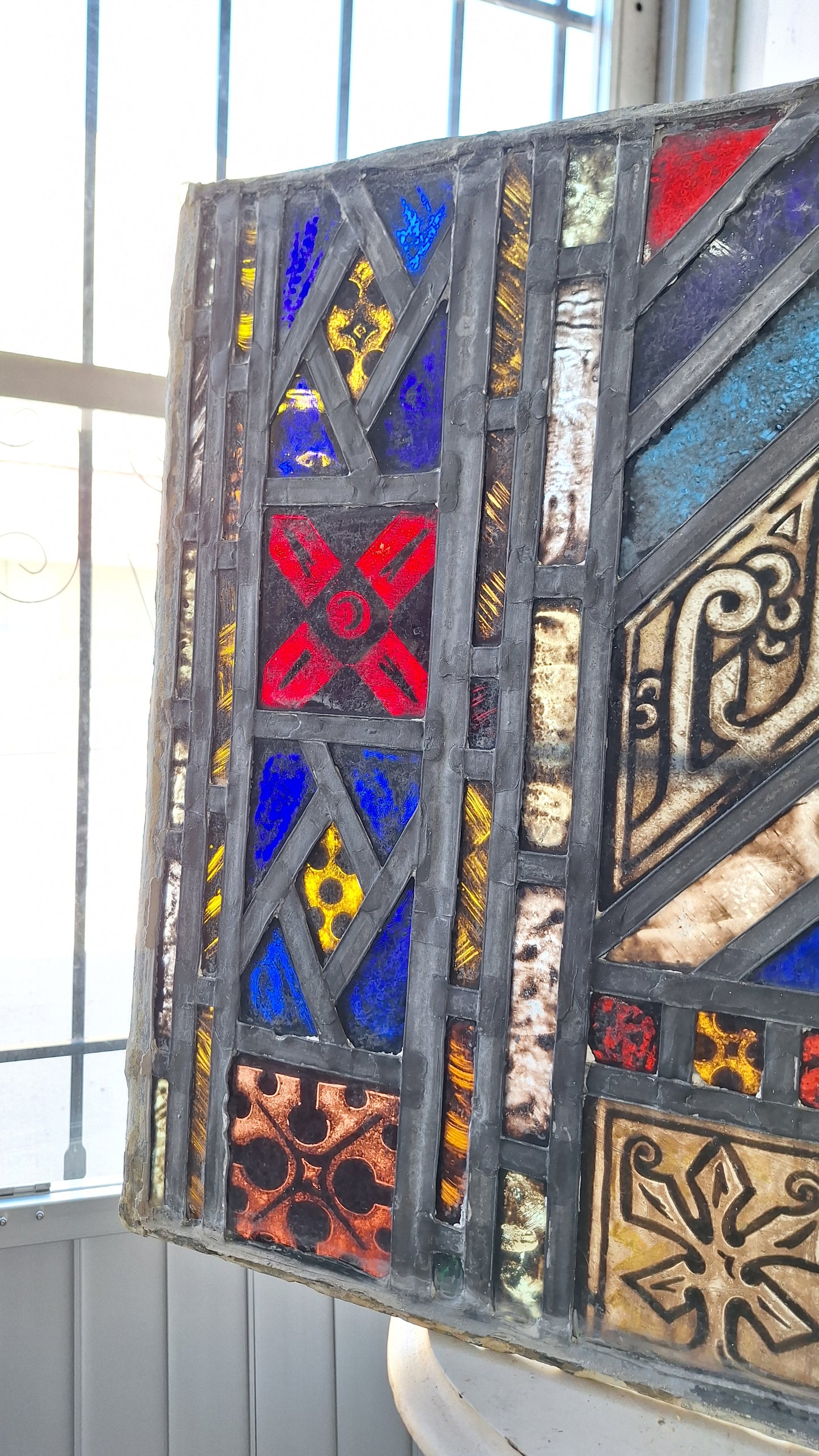 Rectangle Gothic Style Antique Stained Glass, Vintage Church Windows