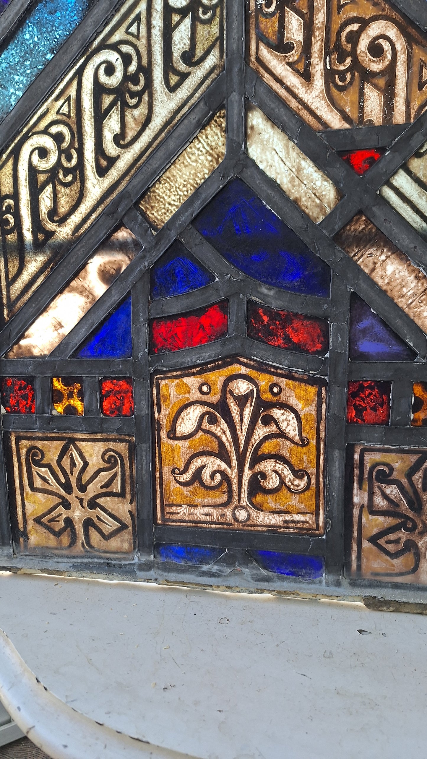 Rectangle Gothic Style Antique Stained Glass, Vintage Church Windows