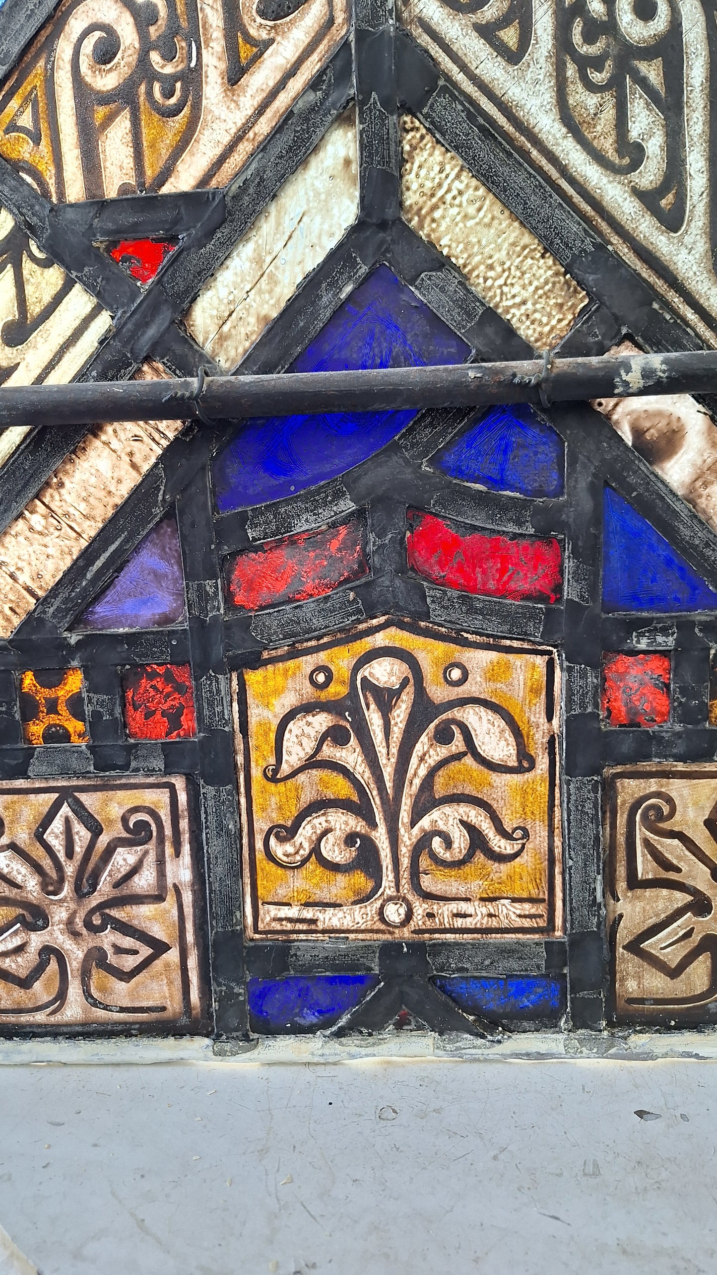 Rectangle Gothic Style Antique Stained Glass, Vintage Church Windows