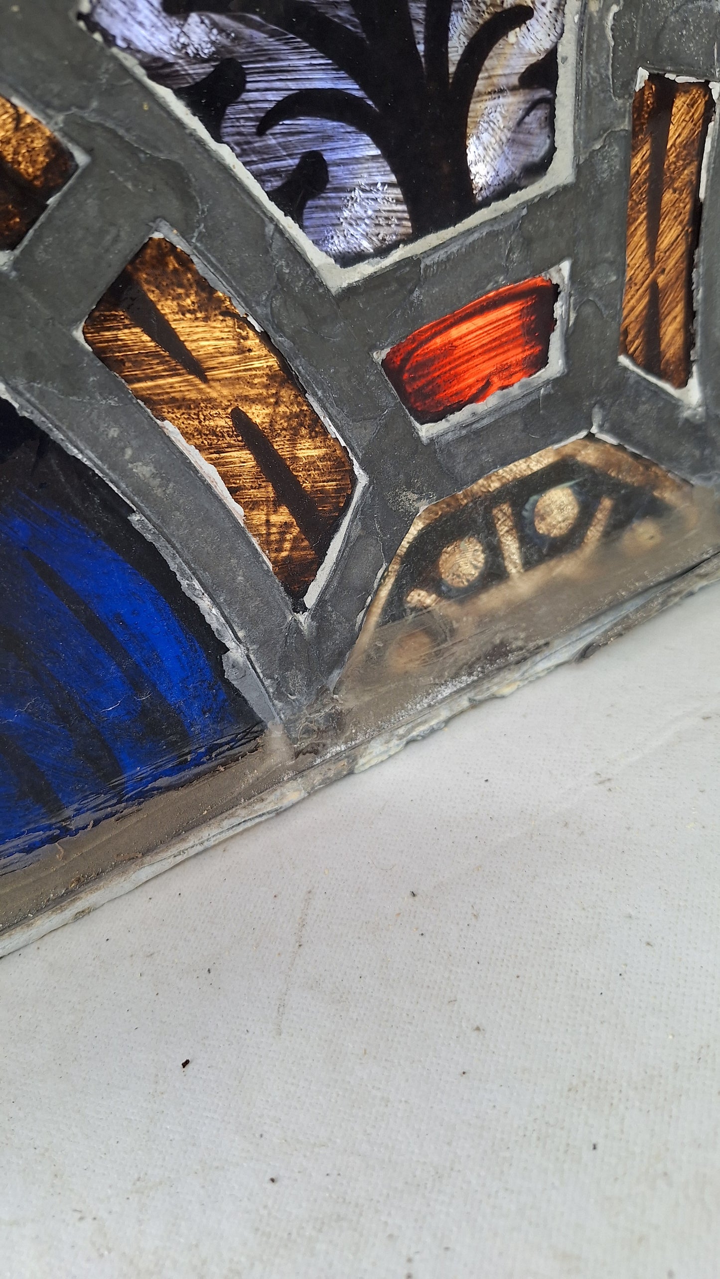 Small Gothic Arch Antique Stained Glass, Vintage Church Windows