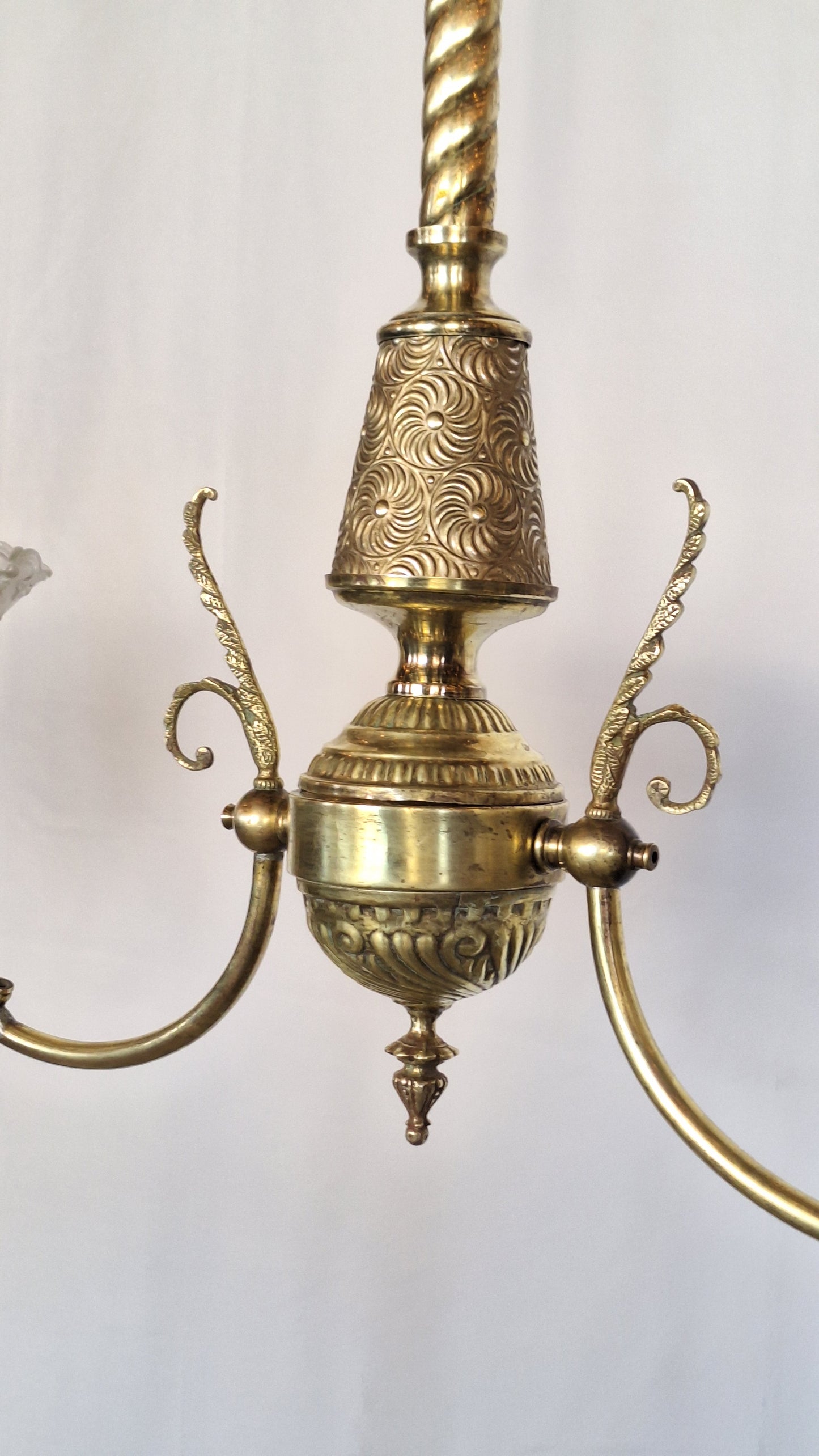 Gas Coverted Antique Chandelier, Victorian Gas Light