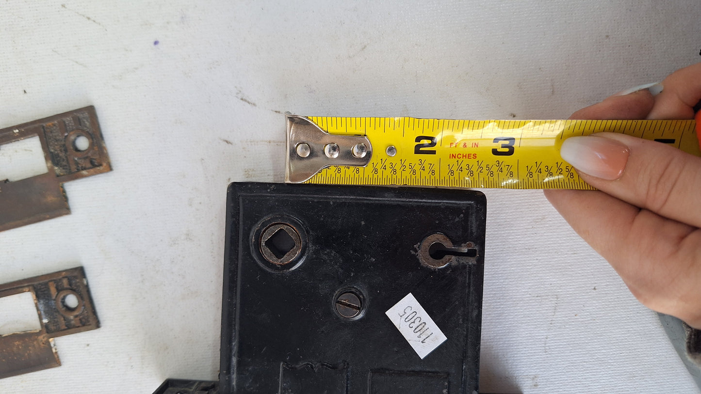 Antique Fancy Bronze Mortise Lock with Skeleton Key: Working Door Lock