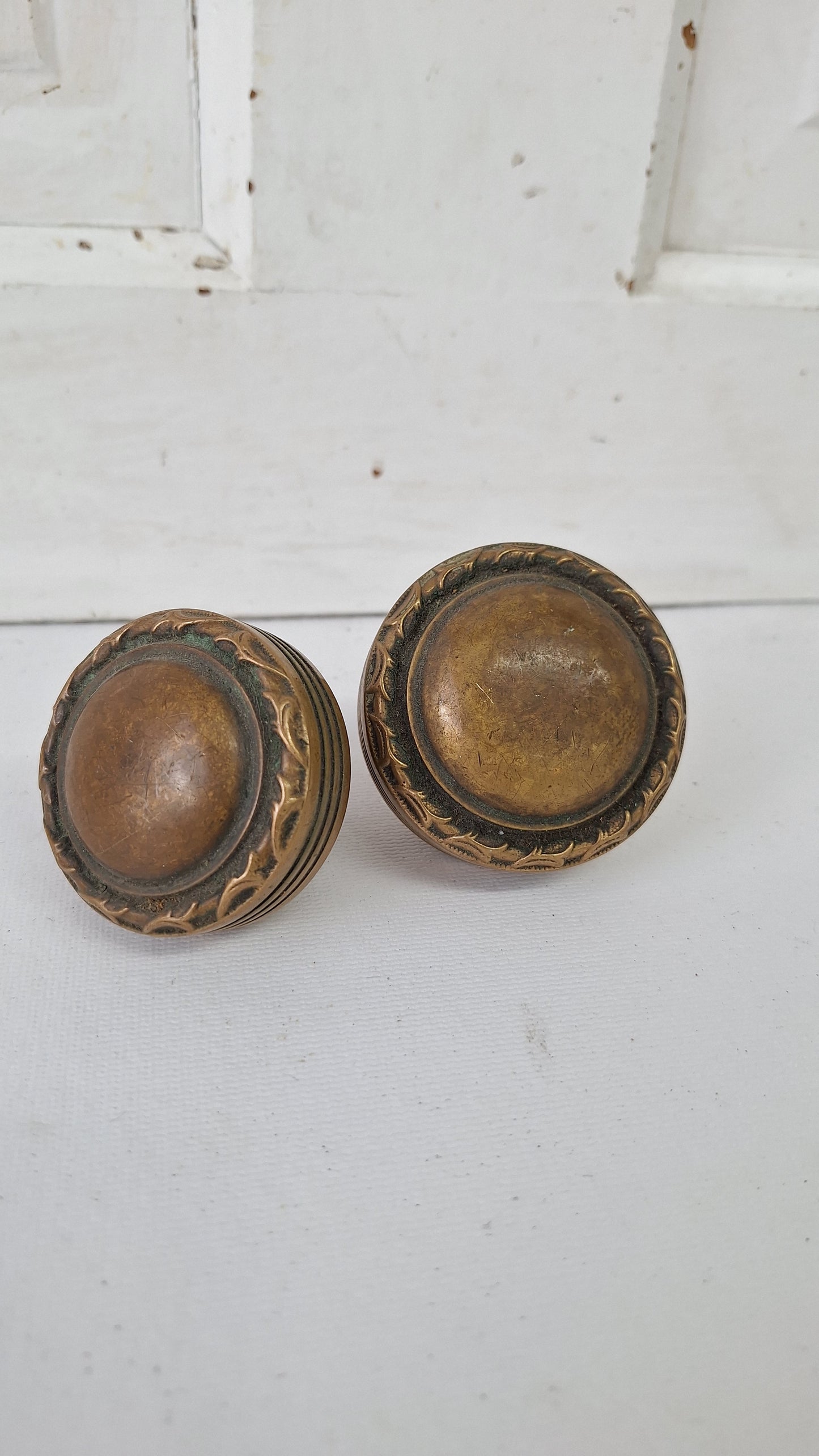 Domed Entry and Standard Size Bronse Door Knobs, Victorian Bronze Drum Style Doorknobs