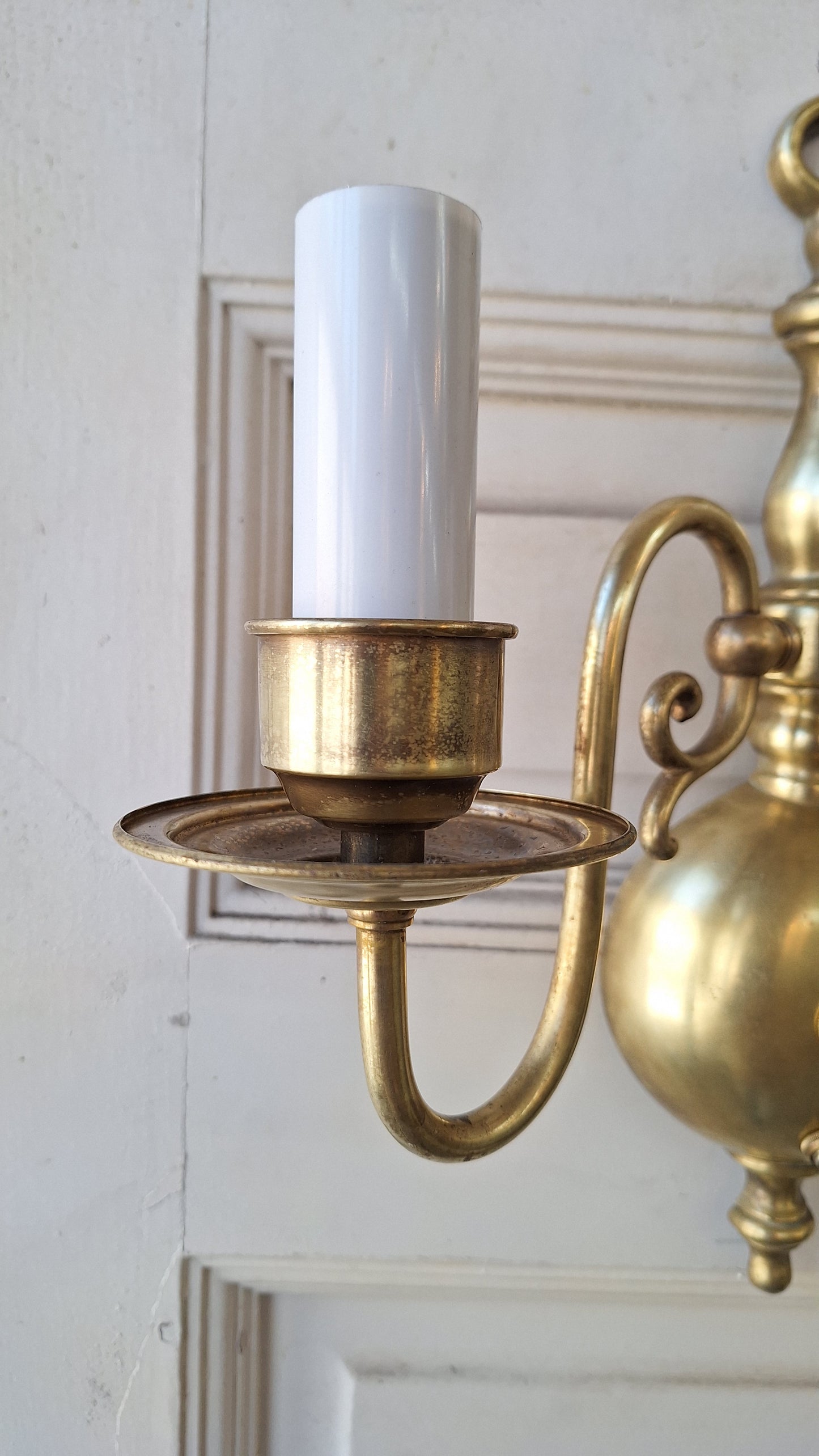 Two Vintage Brass Wall Sconces, Mid Century Sconce Lights