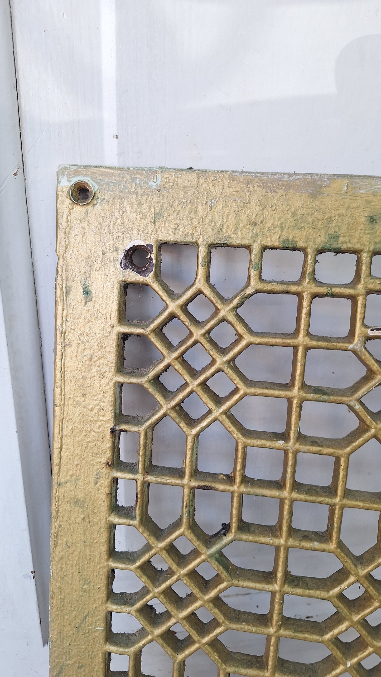 12 x 14 Antique Ornate Cast Iron Floor Grate, Register Vent Cover