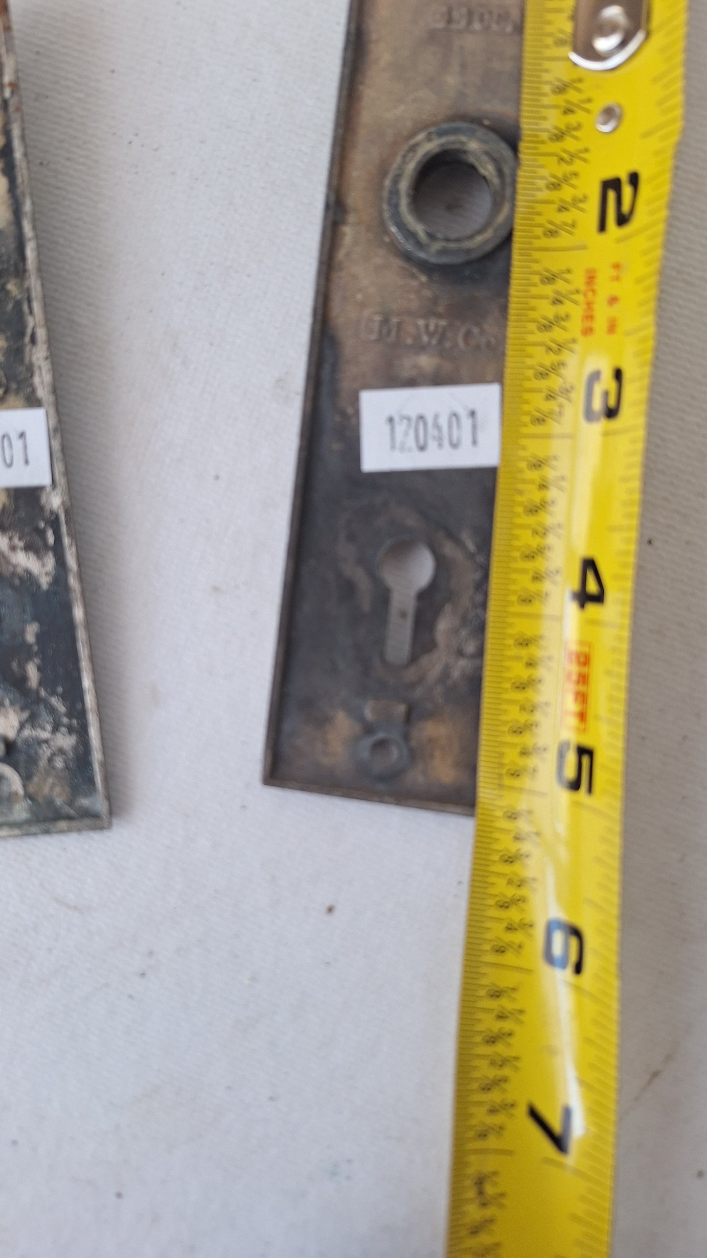 Nickel Plated Mallory Wheeler Doorknob Plates, Small Door Knob Backplates