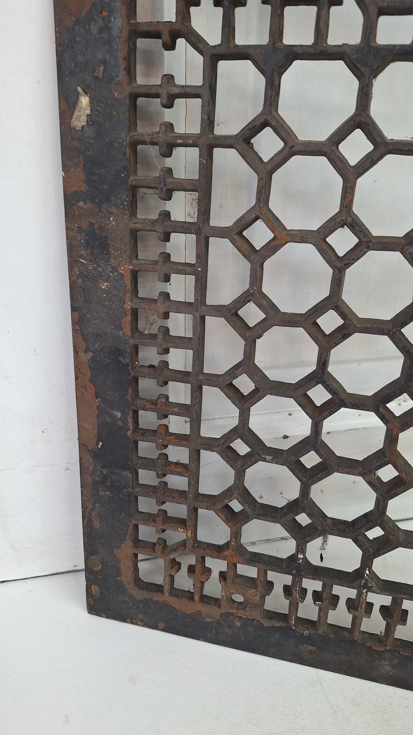 14 x 12 Antique Ornate Pattern Vent Cover, Salvaged Cast Iron Floor Grate