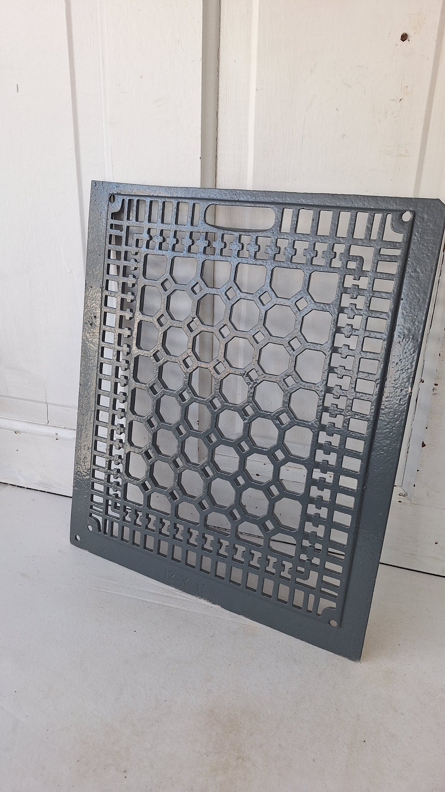 14 x 16 Antique Iron Vent Cover, Large Floor Register Grate