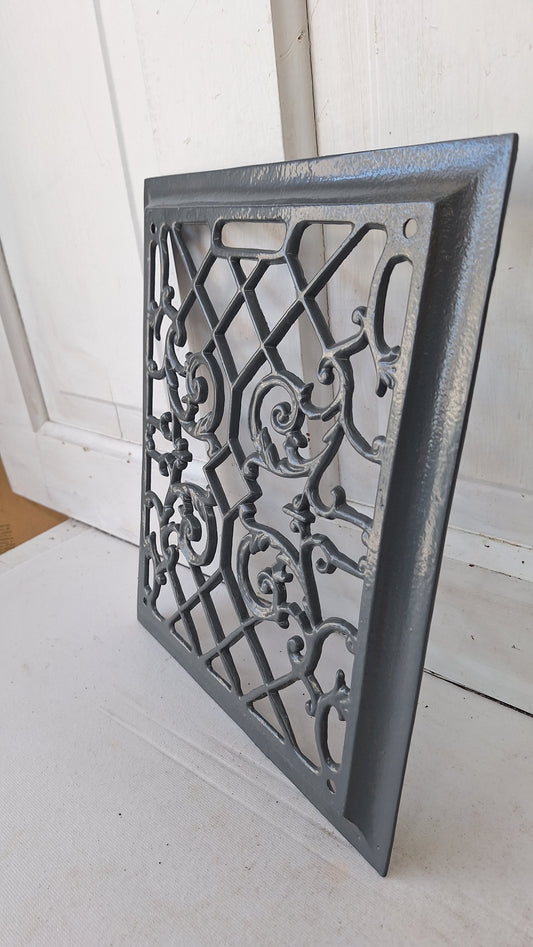10 x 12 Ornate Raised Wall Vent Cover, Antique Cast Iron Ornate Register Cover