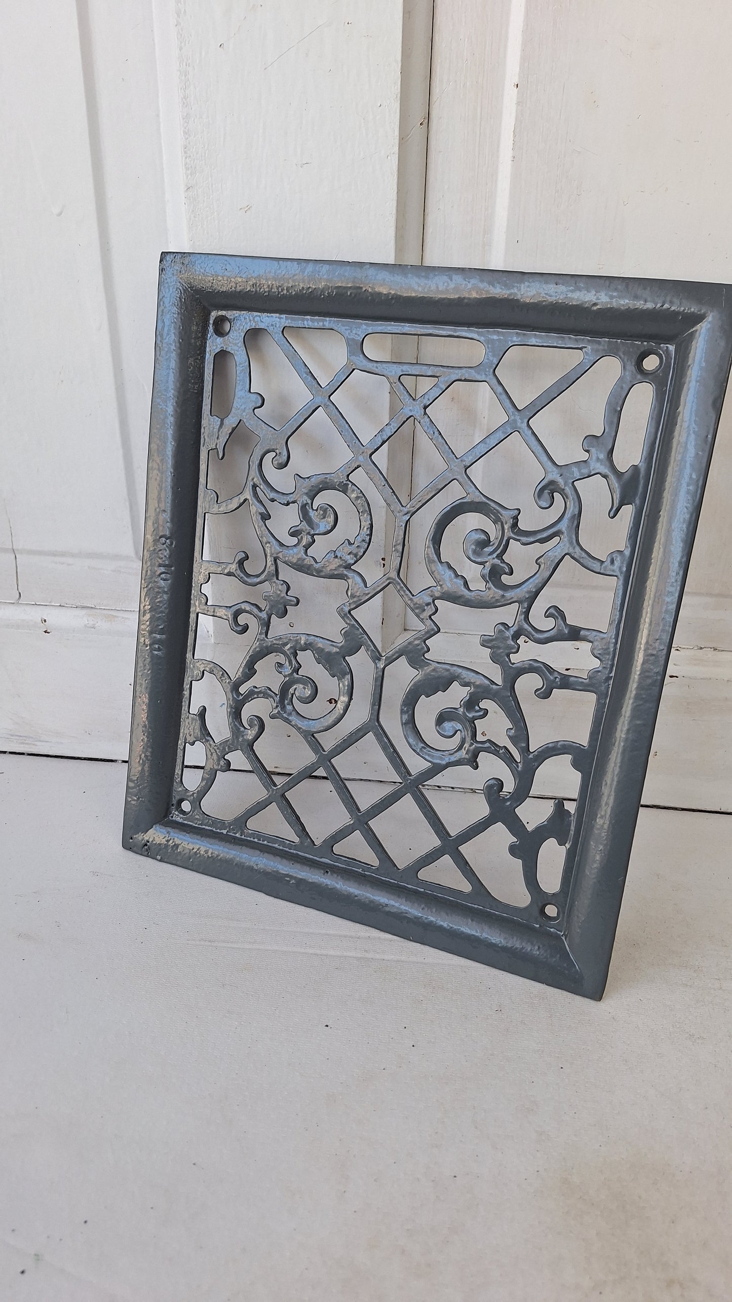 10 x 12 Ornate Raised Wall Vent Cover, Antique Cast Iron Ornate Register Cover