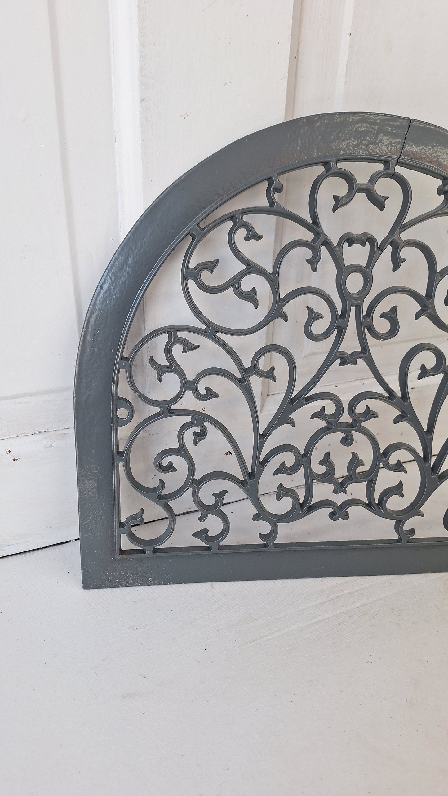 Victorian Era Arched Wall Vent Cover, Antique Heat Register Iron Grate