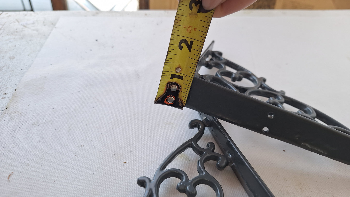 Two Victorian Era Antique Shelf Brackets, Pair of Small Iron Shelf Supports